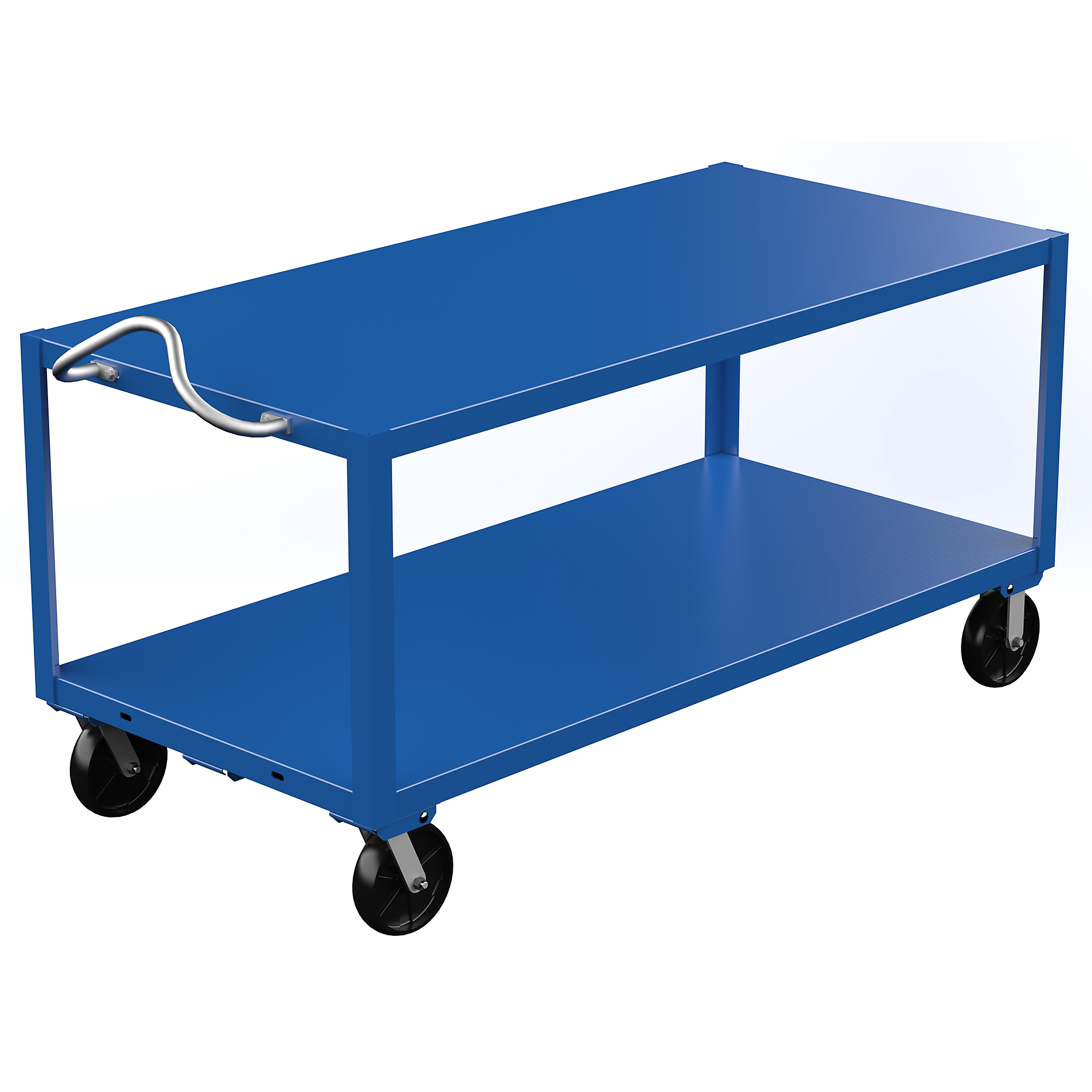 Vestil Steel 34 In. x 72 In. Platform Heavy Duty Ergo Handle Cart with GFN Casters 4000 Lb. Capacity Blue