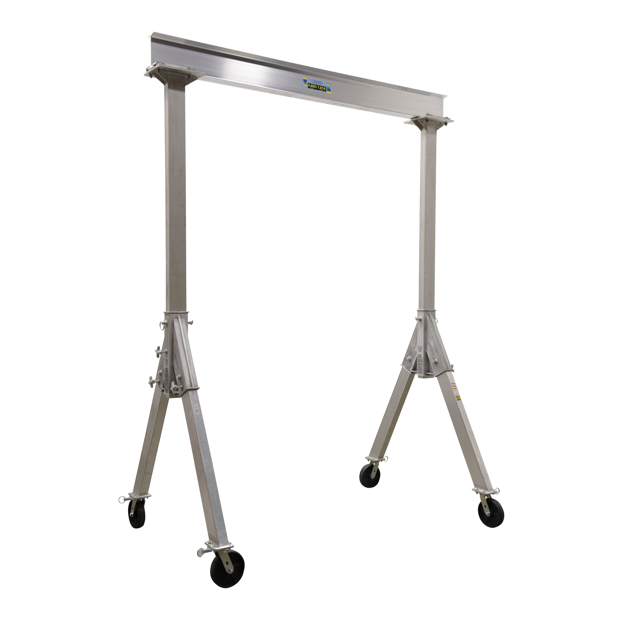 Vestil Aluminum Fixed Gantry Crane - 4000 Lb. Capacity, Phenolic Casters, Model# FHA-4-8-10