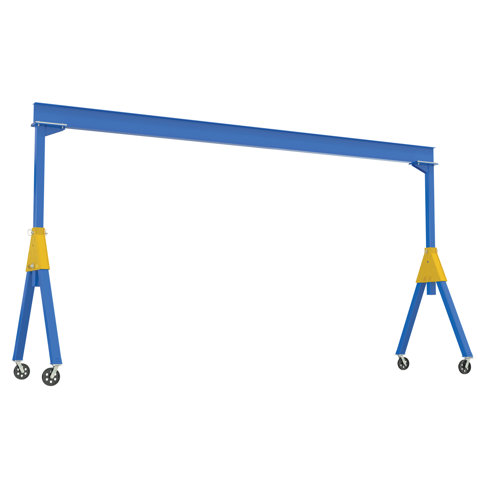 Vestil Steel Knockdown Fixed Gantry Crane with V-Groove Cast Iron Casters 20 Ft. 2000 Lb. Capacity Blue