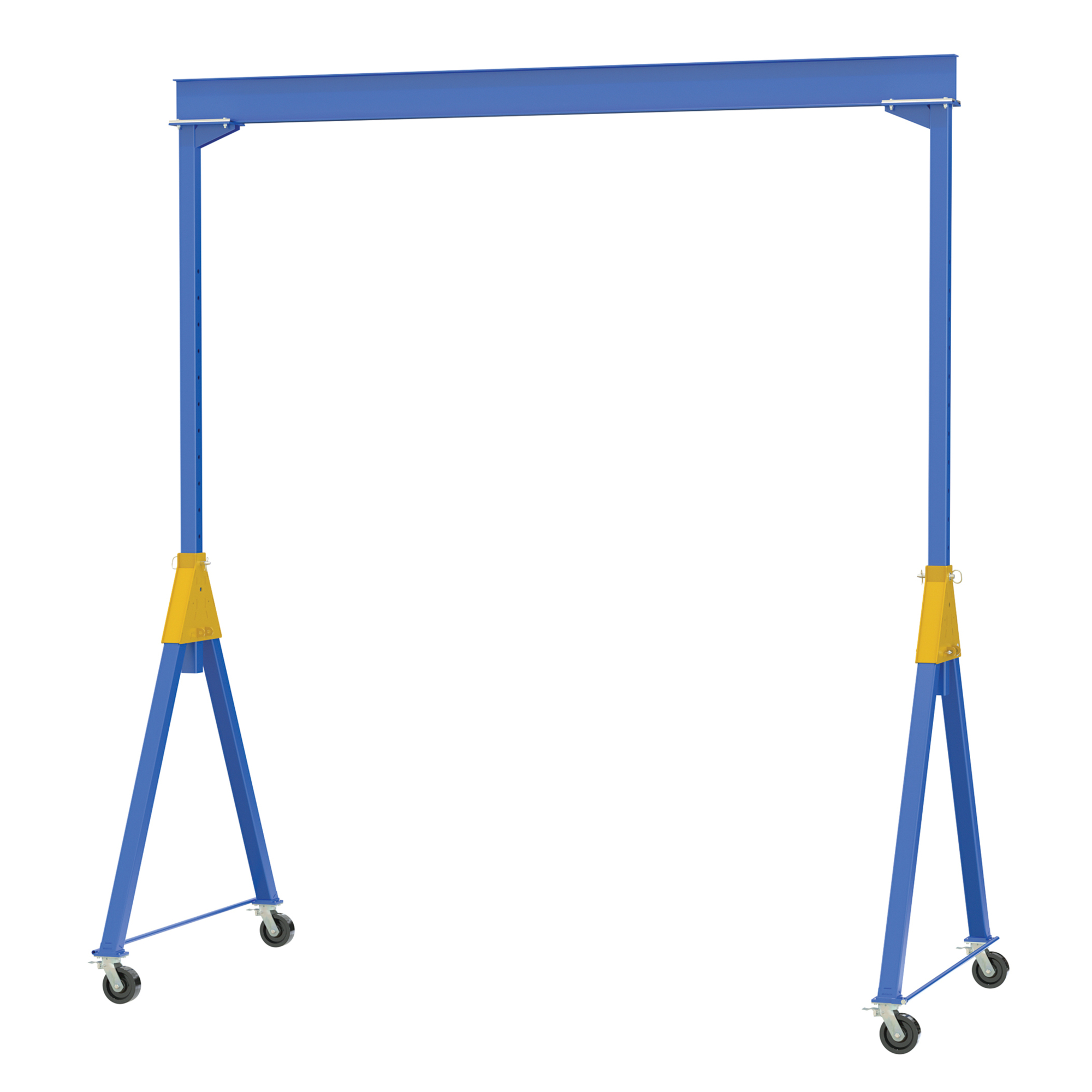 Vestil Steel Knock-Down Adjustable Height Gantry Crane with Total Locking Phenolic Casters 10 Ft. Wide x 16 Ft. Max Usable Height 8,000 Lb. Capacity Blue