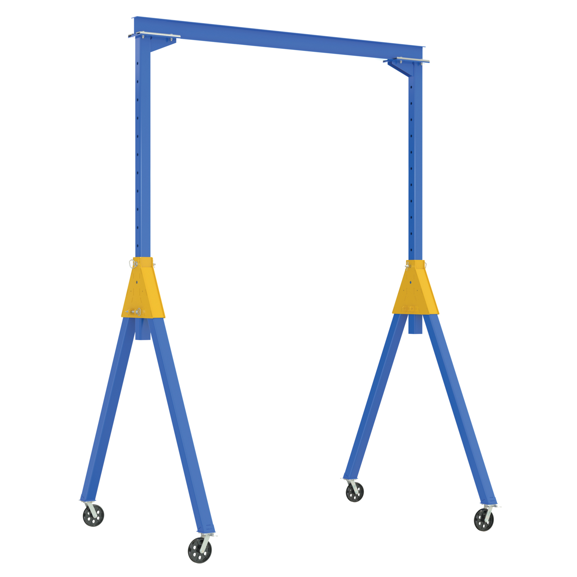 Vestil Steel Knock-Down Adjustable Height Gantry Crane with V-Groove Cast Iron Casters 15 Ft. Wide x 16 Ft. Max Usable Height 2,000 Lb. Capacity Blue