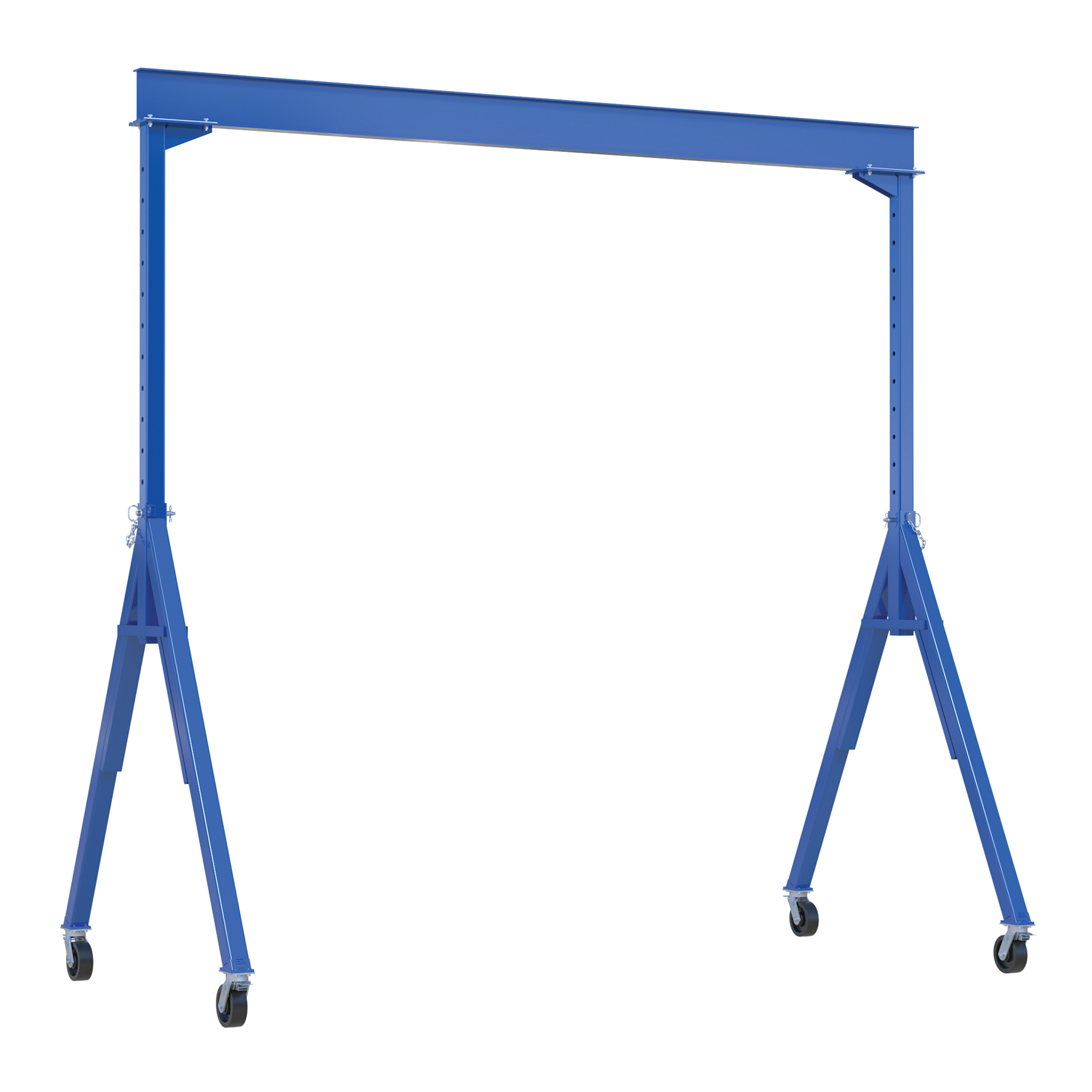 Vestil Steel Adjustable Height Gantry Crane with Total Locking Phenolic Casters 15 Ft. Wide x 7 Ft. Max Usable Height 6,000 Lb. Capacity Blue