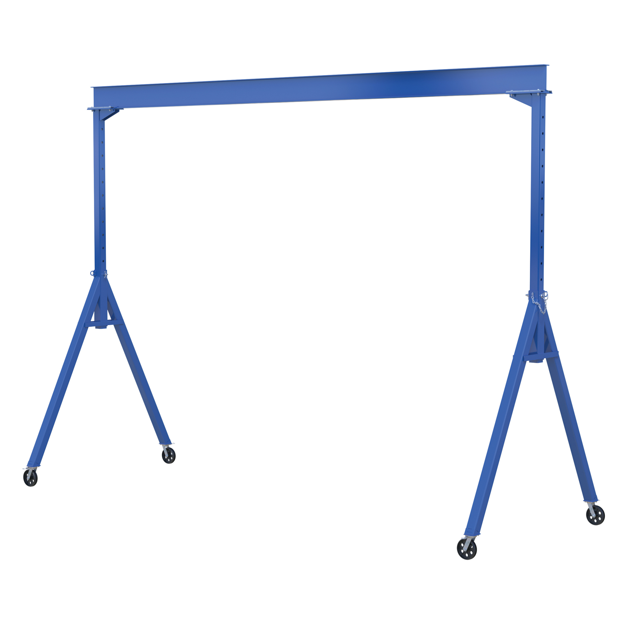 Vestil Steel Adjustable Height Gantry Crane — 15ft. Wide, 9ft. Max Height, 4,000-Lb. Capacity, V-Groove Ductile Steel Casters, Blue, Model# AHS-4-15-9-VG