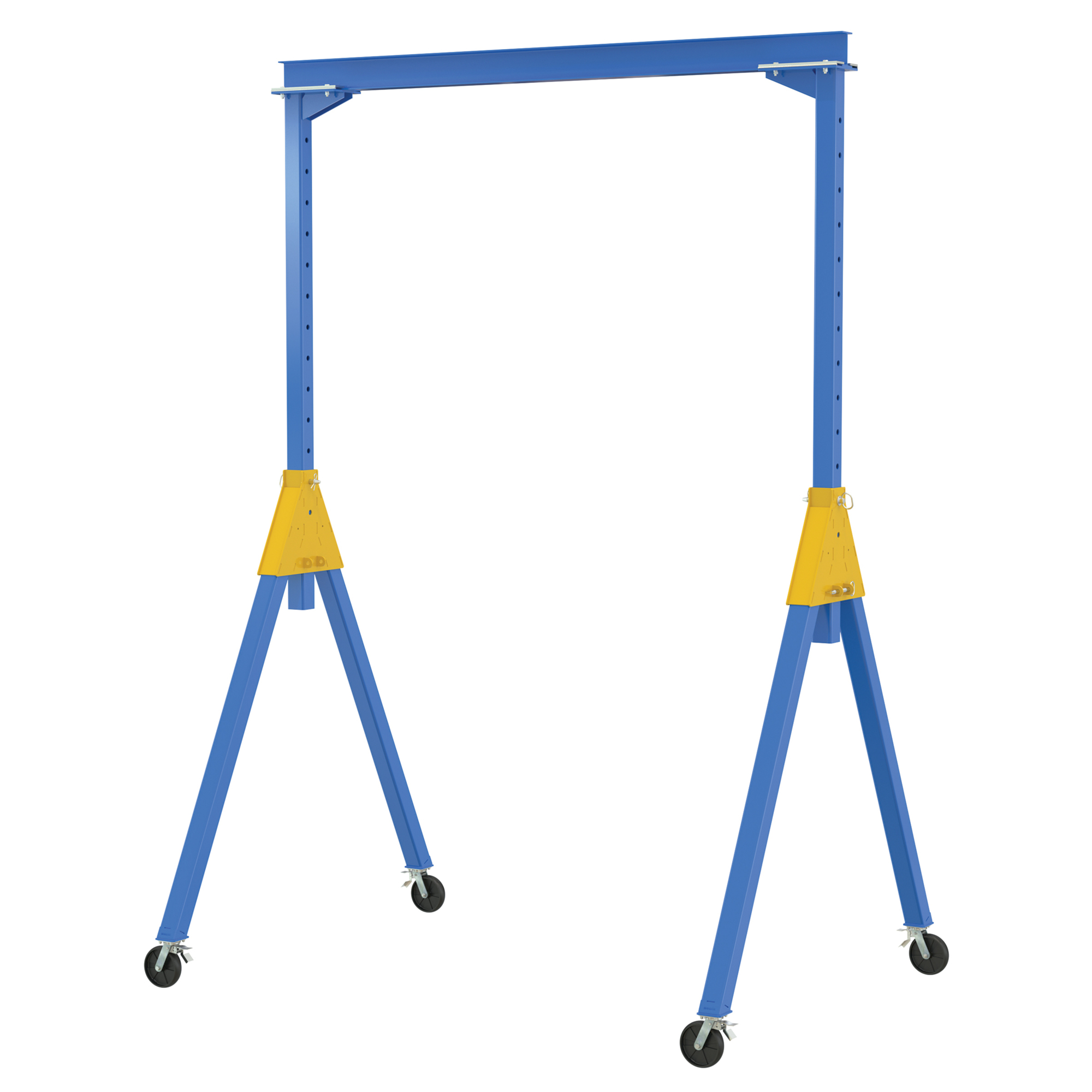 Vestil Steel Knock-Down Adjustable Height Gantry Crane with Total Locking Glass Filled Nylon Casters 15 Ft. Wide x 12 Ft. Max Usable Height 2,000 Lb. Capacity Blue