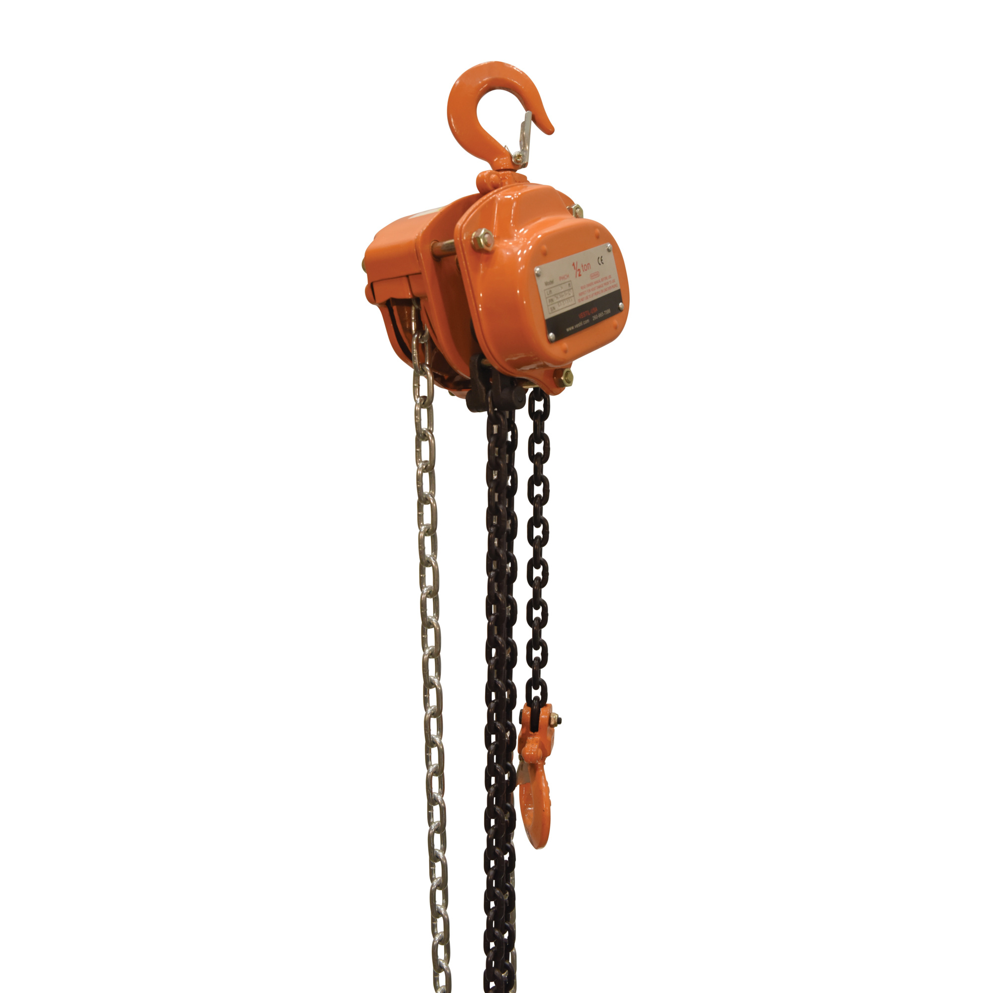 Vestil Professional Hand Chain Hoist 15 Ft. Lift Height 1,000 Lb. Capacity Orange