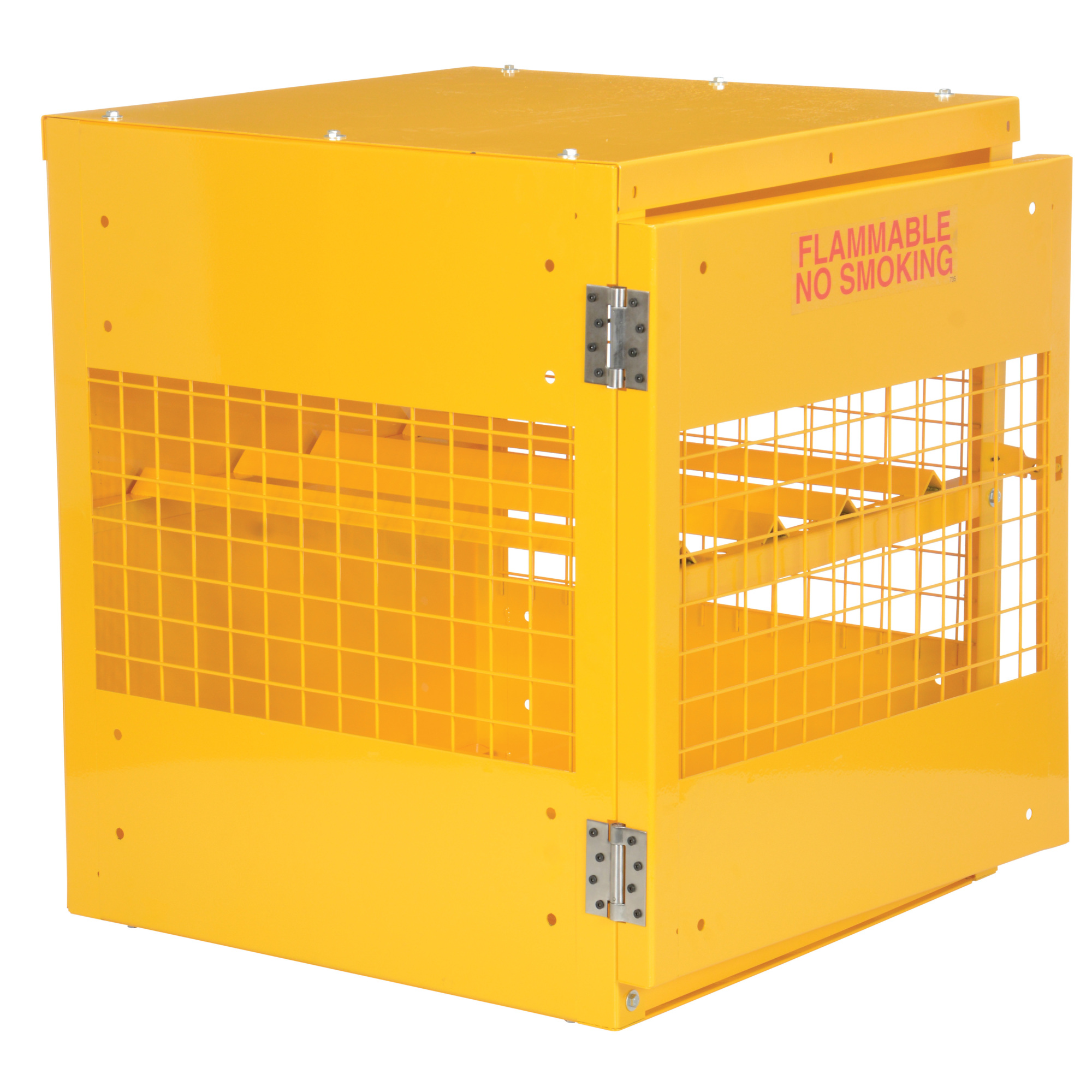 Vestil Horizontal Cylinder Cabinet - 4 Cylinder Capacity, 35.25in. Height, 30in. Width, Steel, Yellow, Lockable, Model# CYL-H-4-KD