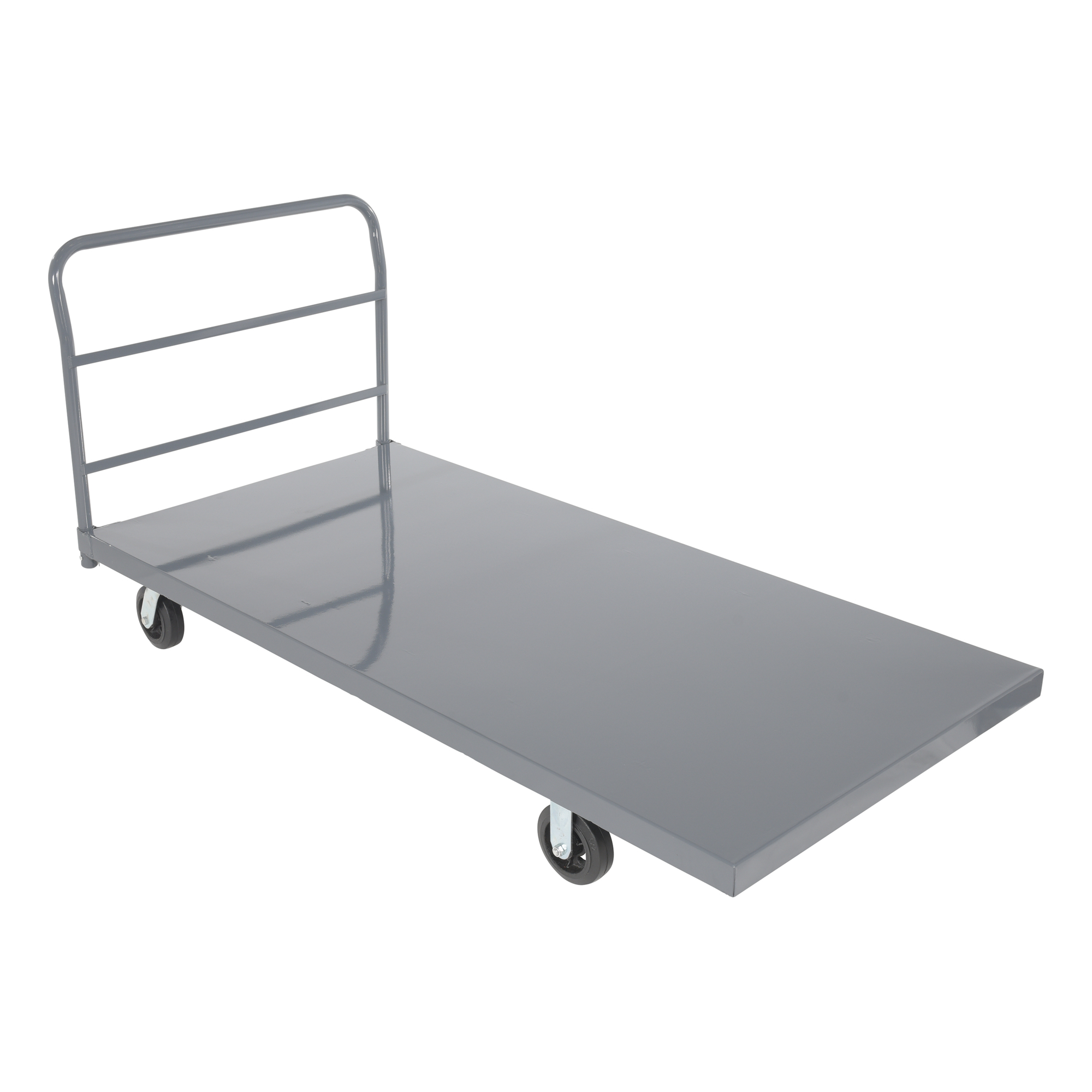 Vestil Steel Platform Truck - 36in. x 72in., Smooth Deck, 2000 lb Capacity, Mold-On Rubber Casters, Gray, Model# ECSPT-3672