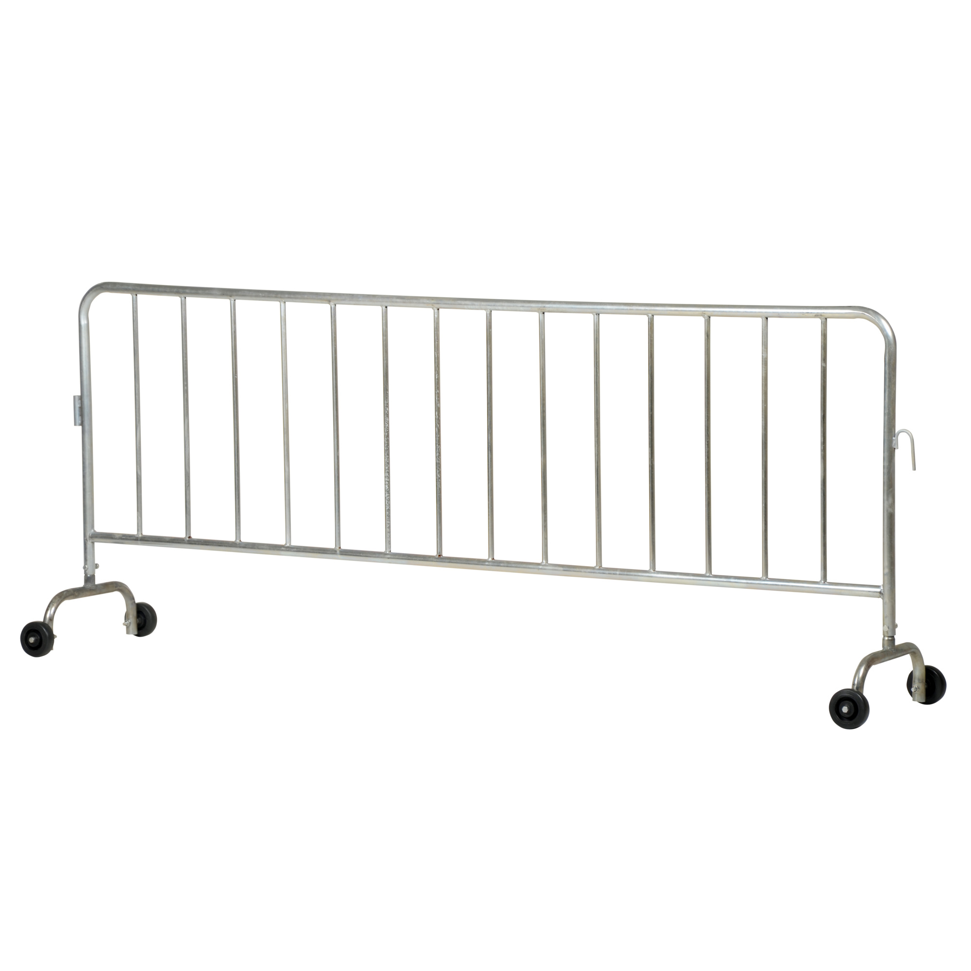 Vestil Steel Heavy Duty Crowd Control Interlocking Barrier with Wheeled Feet 101-3/4 In. Length Silver