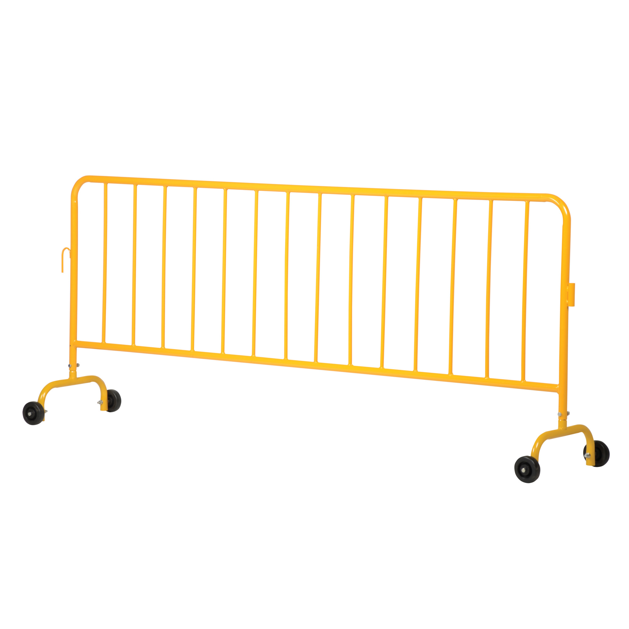 Vestil Steel Heavy Duty Crowd Control Interlocking Barrier with Wheeled Feet 101-3/4 In. Length Yellow