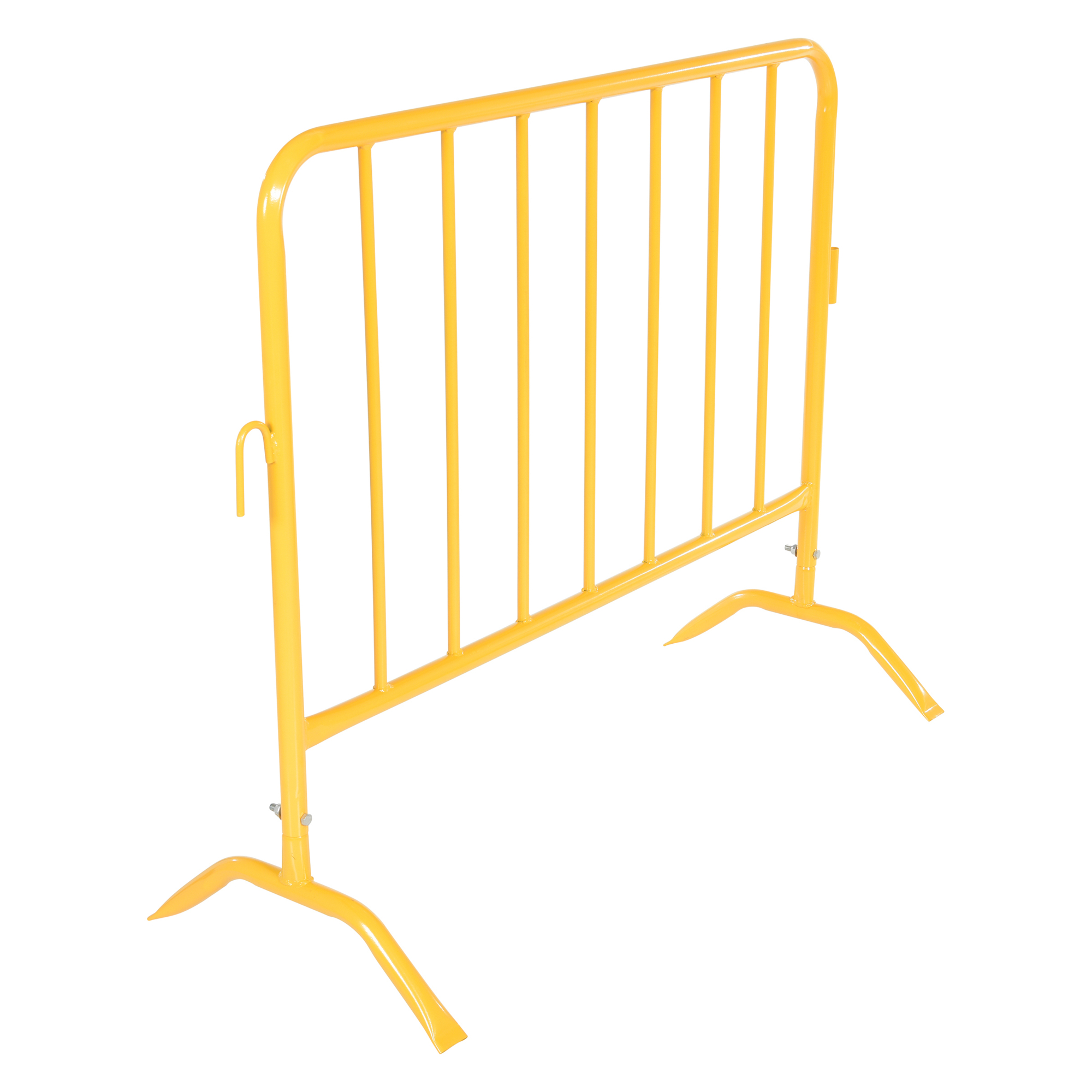 Vestil Crowd Control Interlocking Barrier - Curved Feet, 20.125in. Width, Steel, Yellow, Model# PRAIL-48-Y