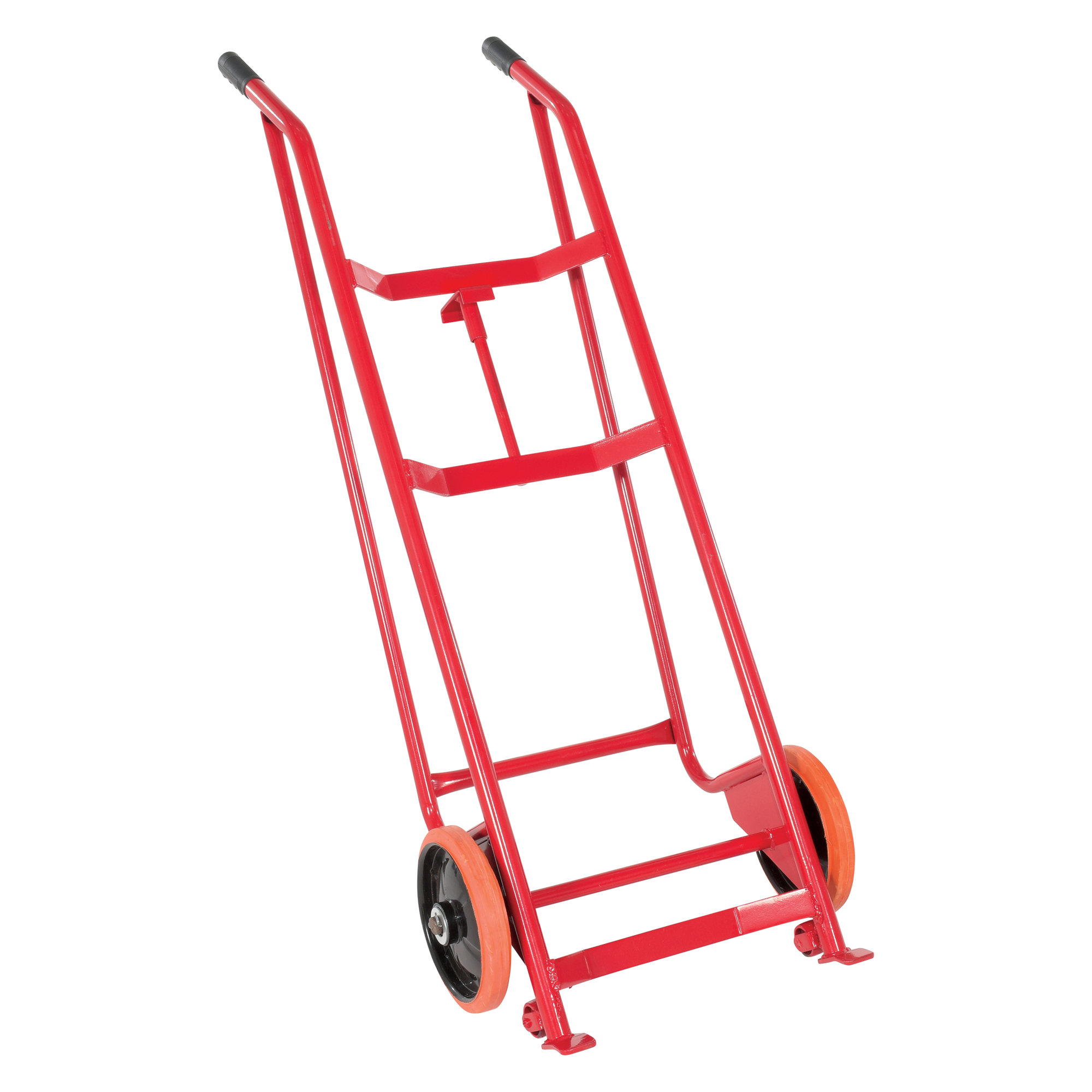 Vestil Polyurethane Barrel/Drum Truck - 800-Lb. Capacity, Fits 30 and 55 Gal. Drums, Dual Handle, Model# DBT-RED