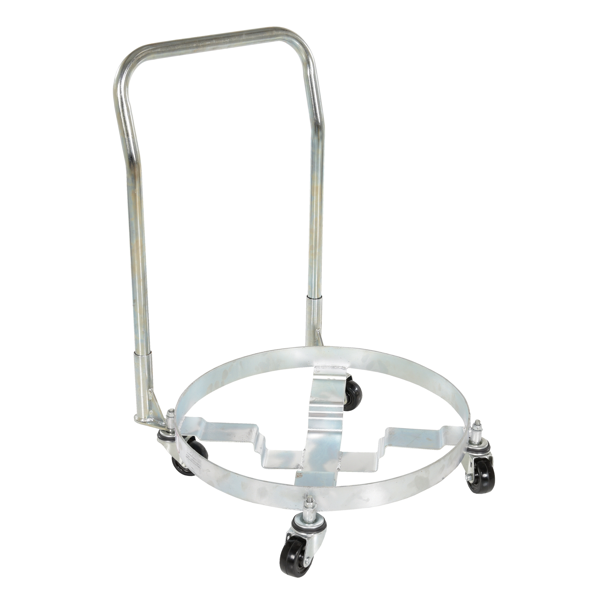 Vestil Multi-Purpose Quad Drum Dolly with Handle - 900-Lb. Capacity, Zinc Finish, Model# DRUM-QUAD-H-HDL