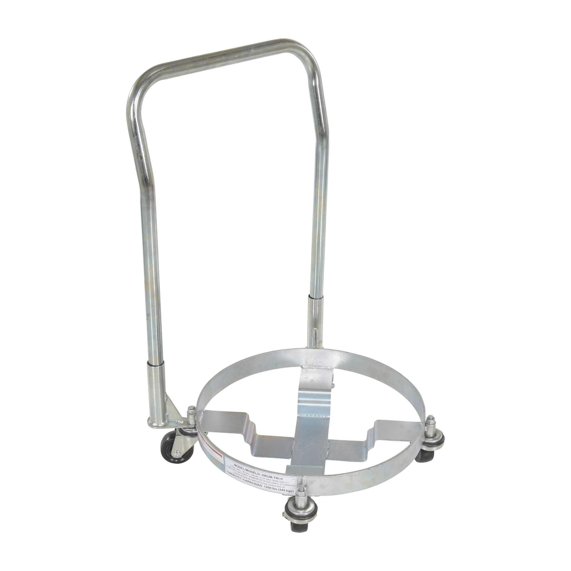 Vestil Steel Drum Dolly with Handle Three Tier 25 In. x 21 In. x 35 In. 900 Lb. Capacity Silver