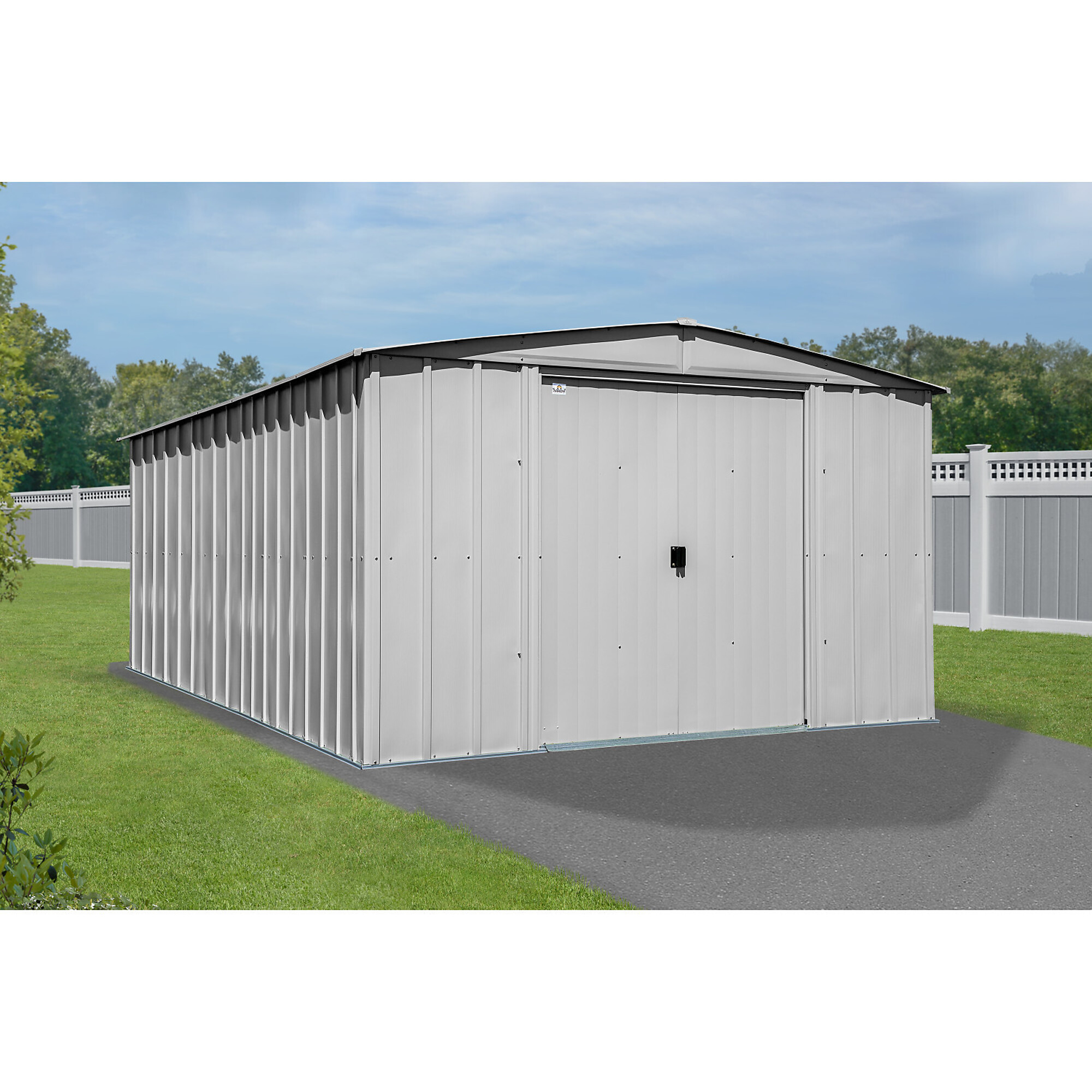 Arrow Storage Products, Classic Steel Shed 10x14 Flute Grey CLG1014FG, Length 14 ft, Width 10 ft, Model# CLG1014FG