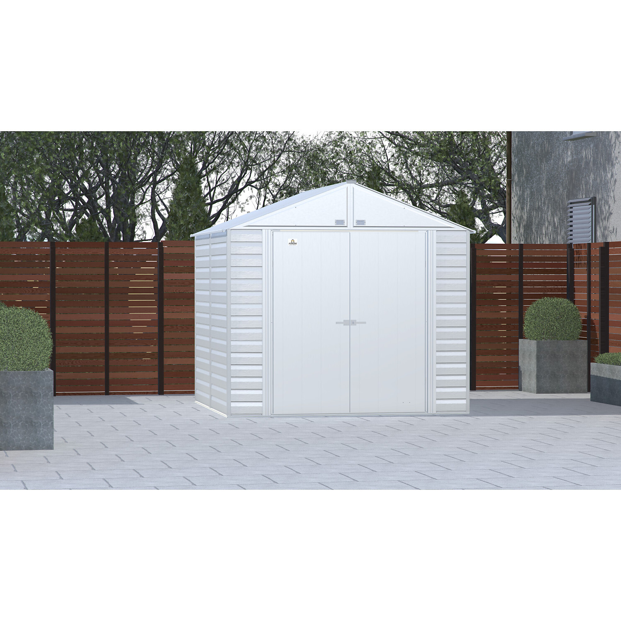 Arrow Storage Products, Select Steel Shed 8x8 Flute Grey SCG88FG, Length 8 ft, Width 8 ft, Model# SCG88FG