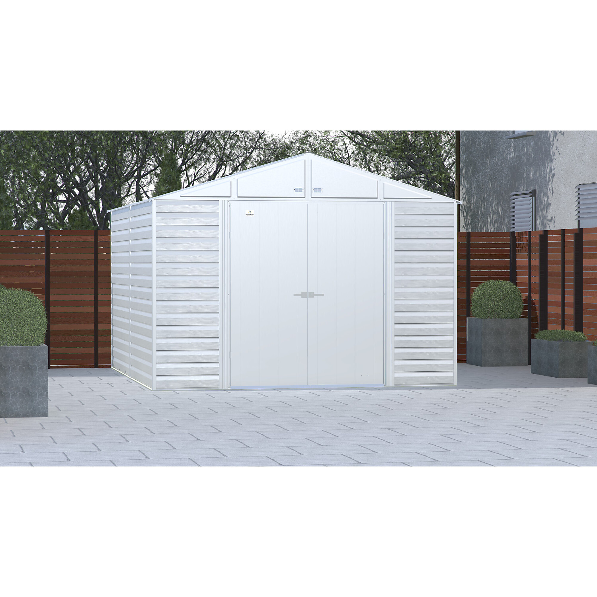 Arrow Storage Products, Select Steel Shed 10x12 Flute Grey SCG1,012FG, Length 12 ft, Width 10 ft, Model# SCG1012FG