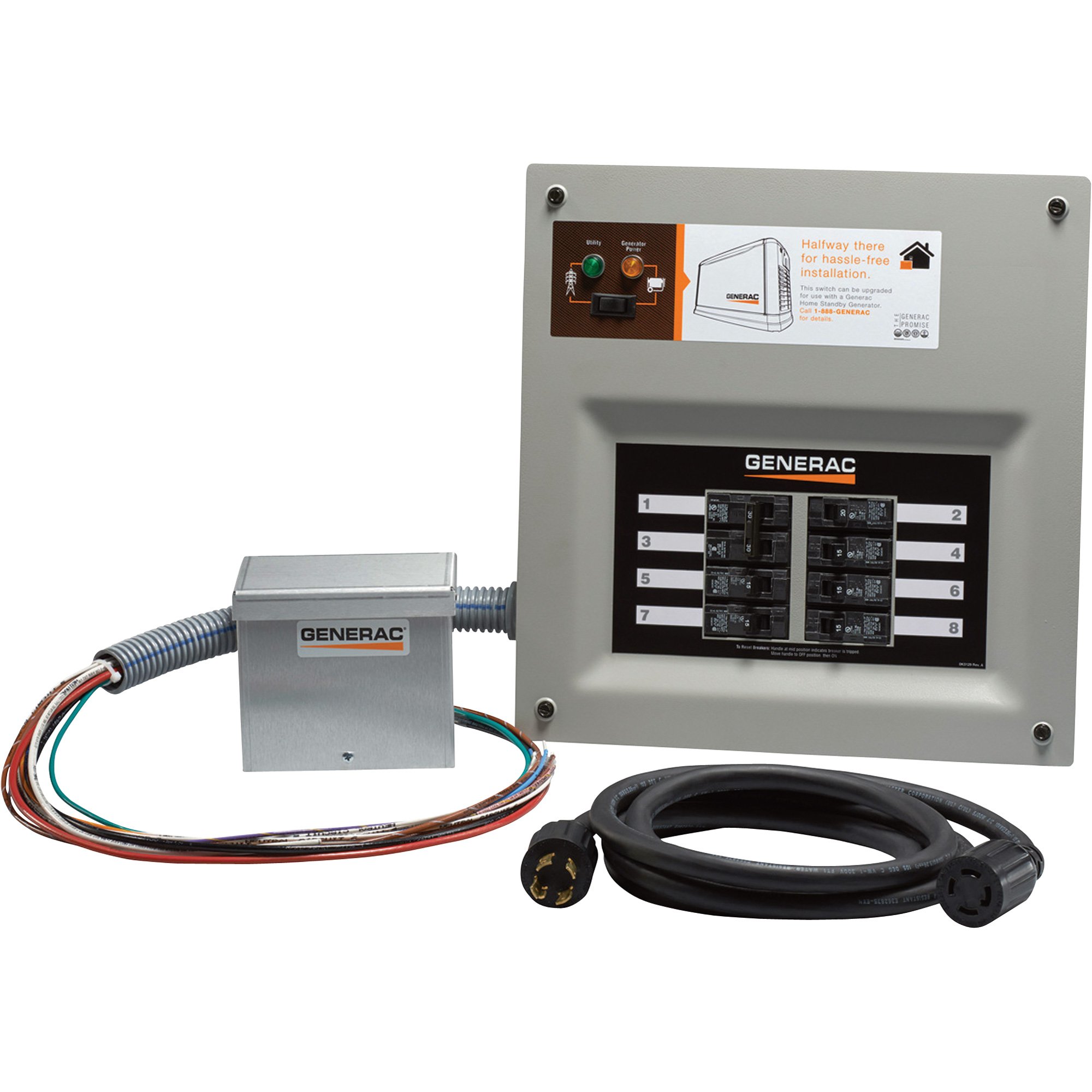 Generac HomeLink Prewired Manual Transfer Switch Kit — 30 Amps, 8