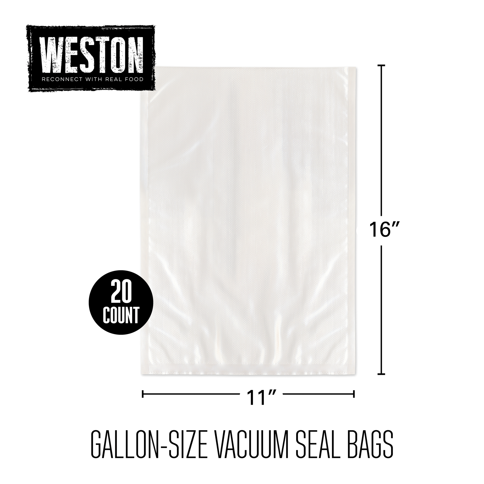 Weston 30-0109-W Weston 11 x 16 Vac Sealer Bags - 20 Count