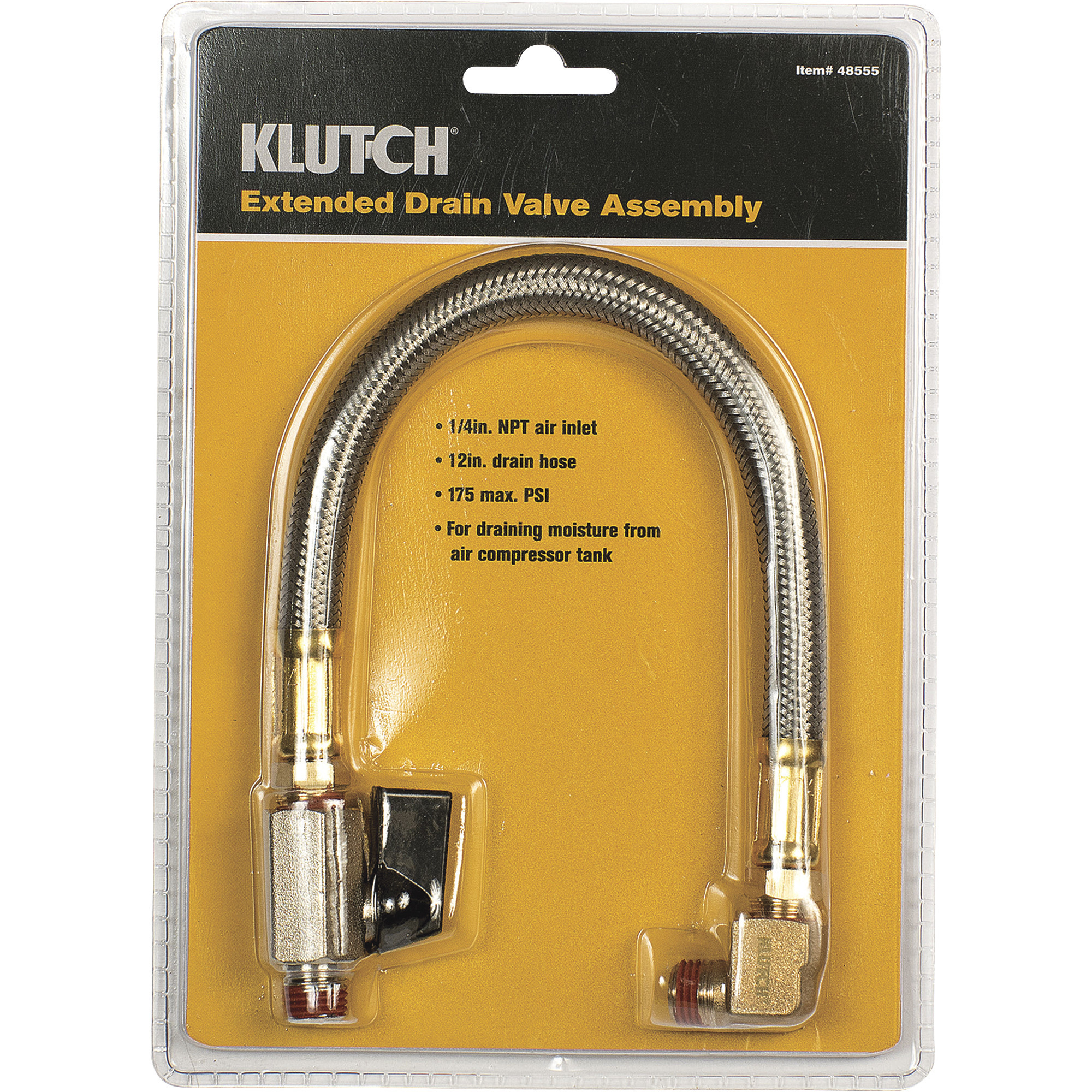 CNBTR Brass Drain Valve Kit With 13.39-Inch Braided Steel Hose - For Air Compressor Tanks