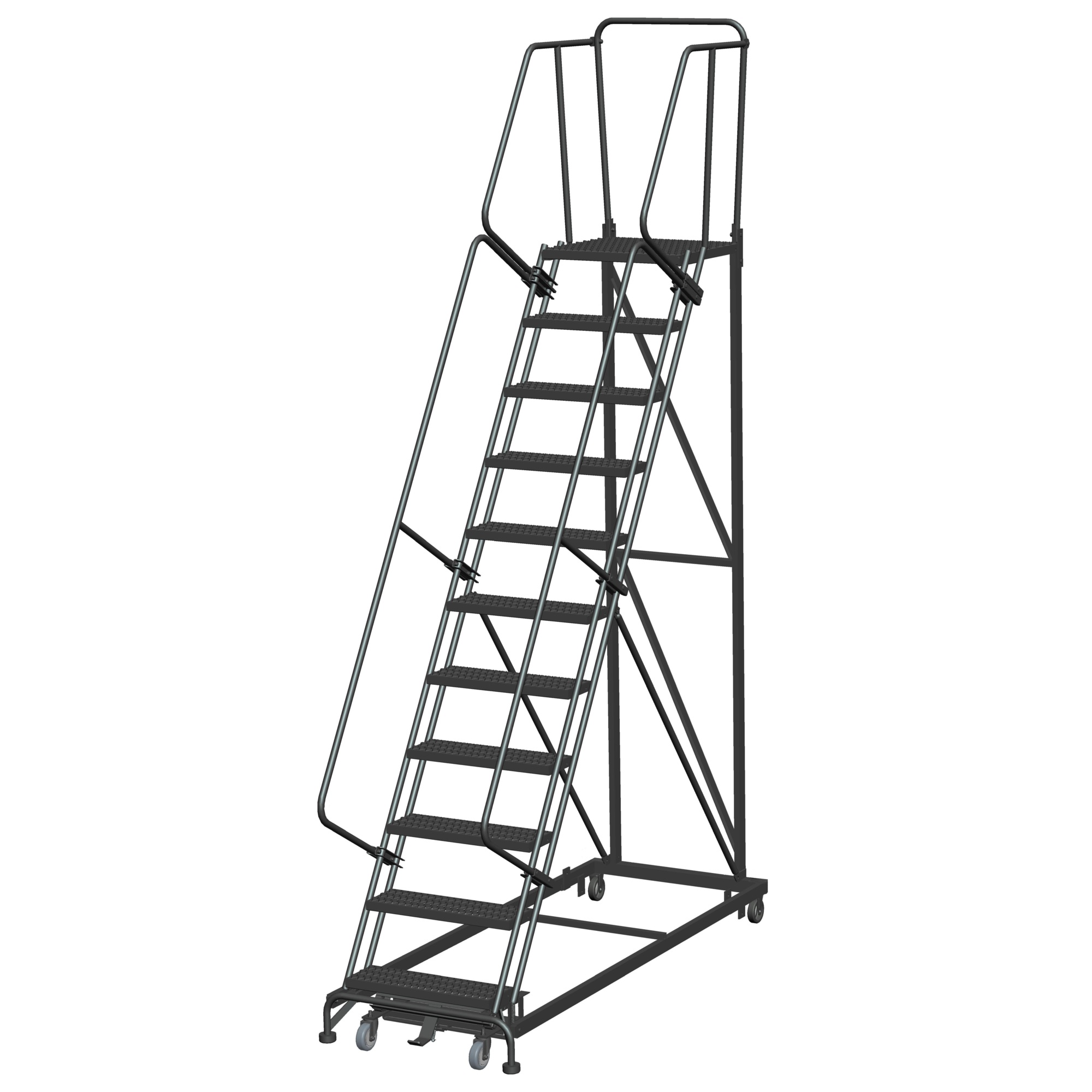 Ballymore, Heavy Duty Stairway Slope -24in.W, 28in.DTS-G Tread, Overall Height 143 in, Steps 11 Material Carbon Steel, Model# HDS-11-28-G