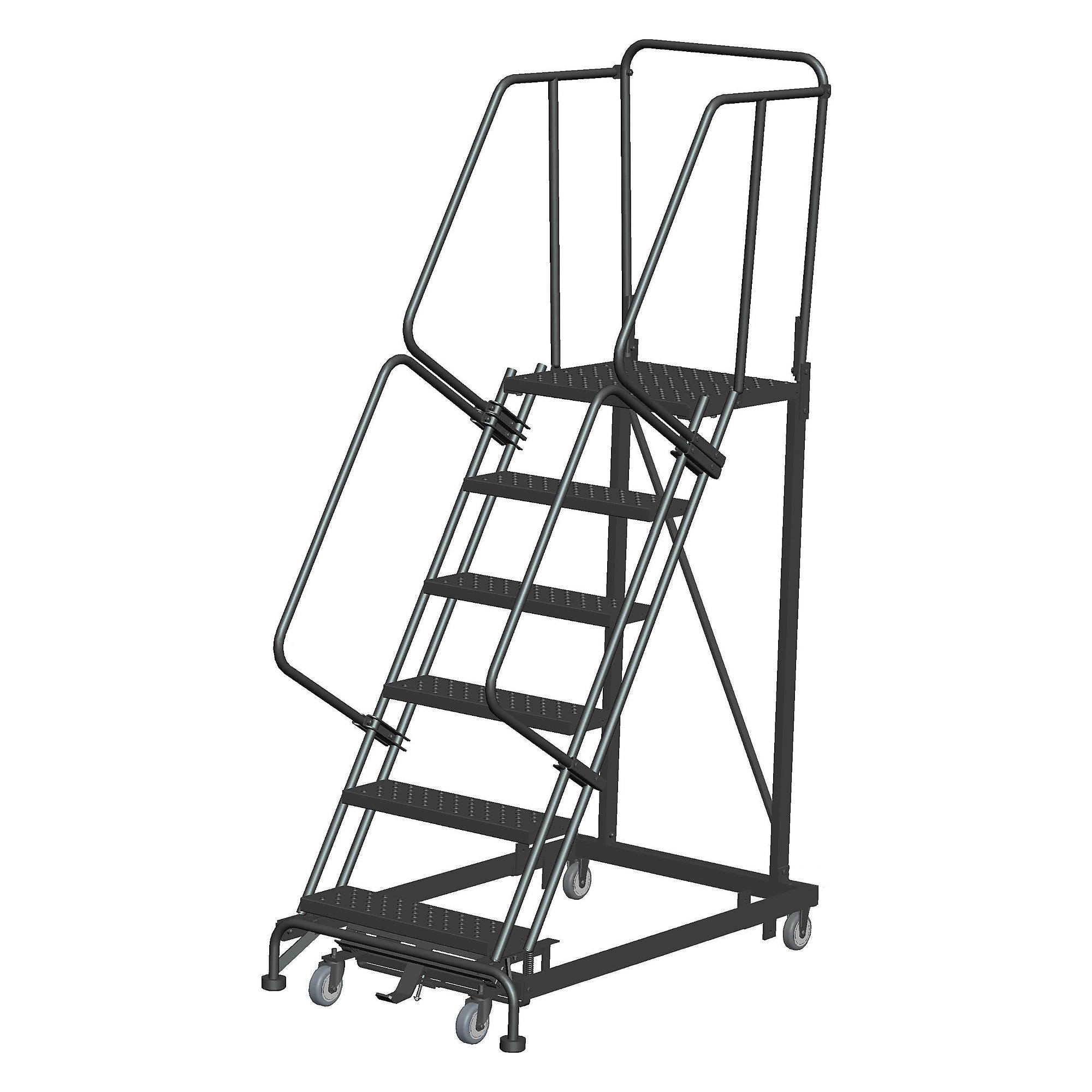 Ballymore, Heavy Duty Stairway Slope -24in.W, 21in.DTS-P Tread, Overall Height 93 in, Steps 6, Material Carbon Steel, Model# HDS-6-21-P
