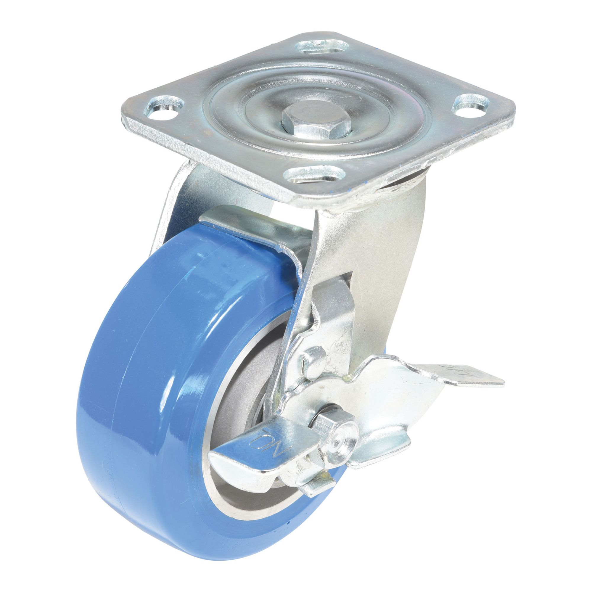 Vestil Polyurethane Precision Ball Bearing Swivel With Brake Caster 5 In. Diameter x 2 In. Width 617 lb. Capacity Blue/Gray