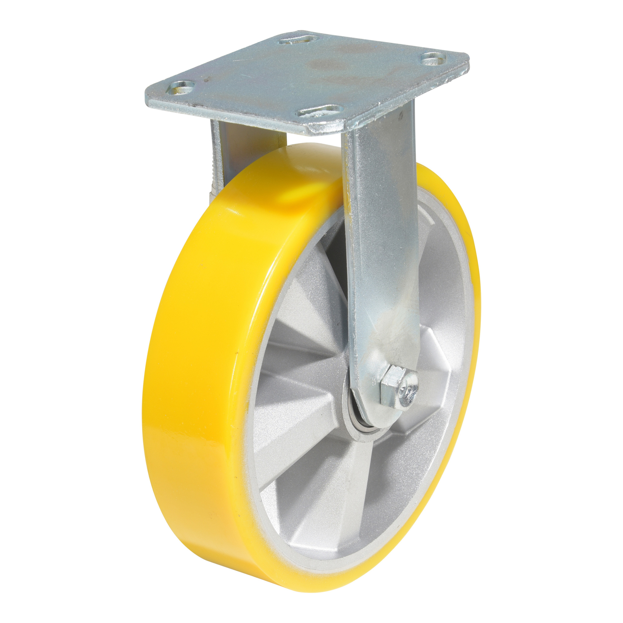 Vestil Polyurethane Rigid Caster - 8in. x 2in., Yellow, Anti-Corrosive, Model# CST-PY-8X2PUA-R