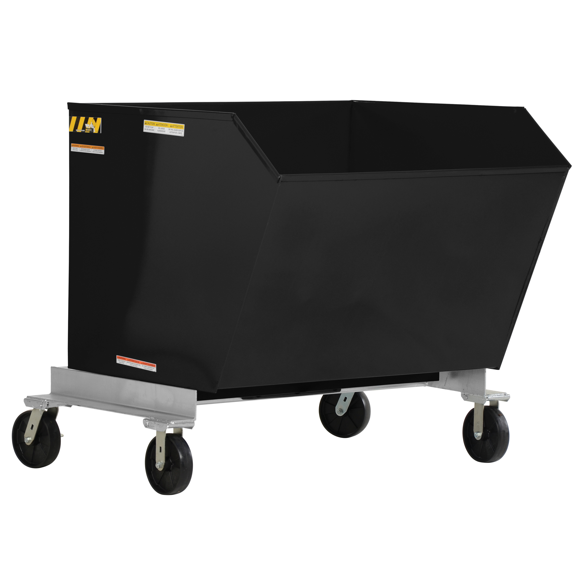 Vestil Steel Portable Tilting Hopper - 1.5 Cubic Yards, 2000-Lb. Capacity, Black, Model# P-HOP-1.5-BK