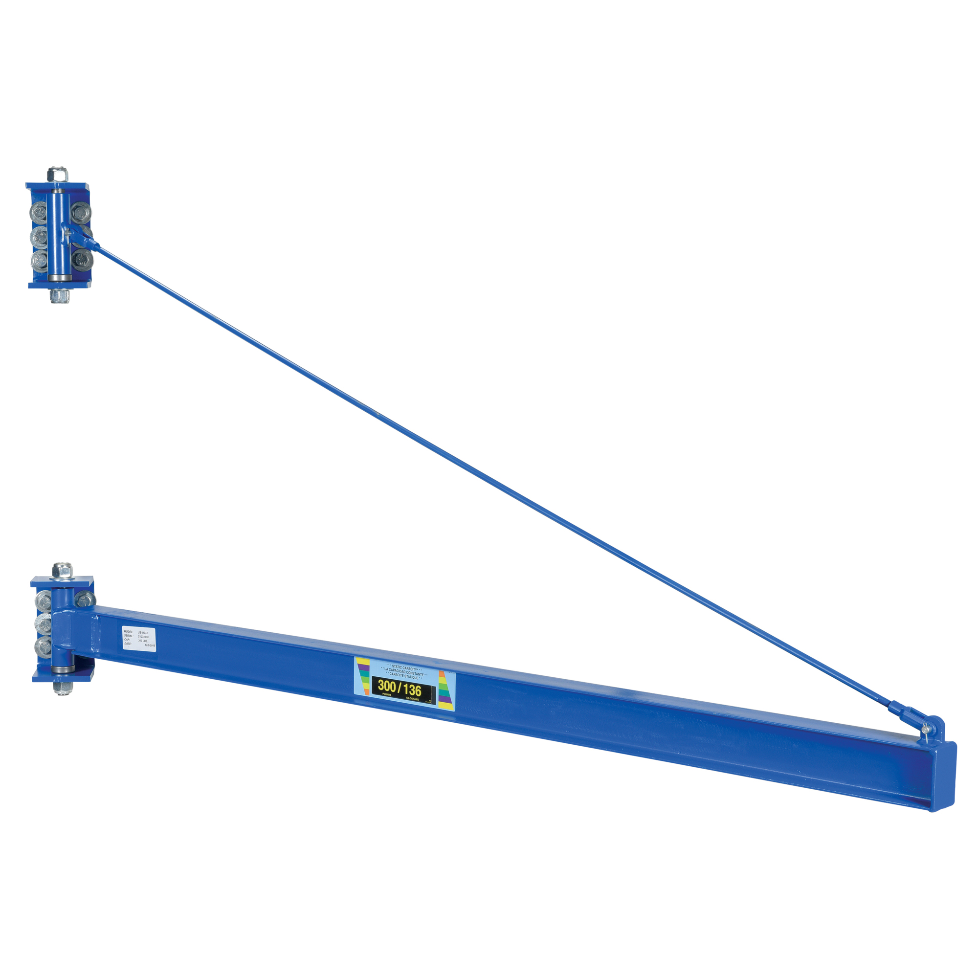 Vestil High Clearance Tie Rod Jib - 300 Lb. Capacity, 79.75in. Boom Length, Wall Mount, Model# JIB-HC-3