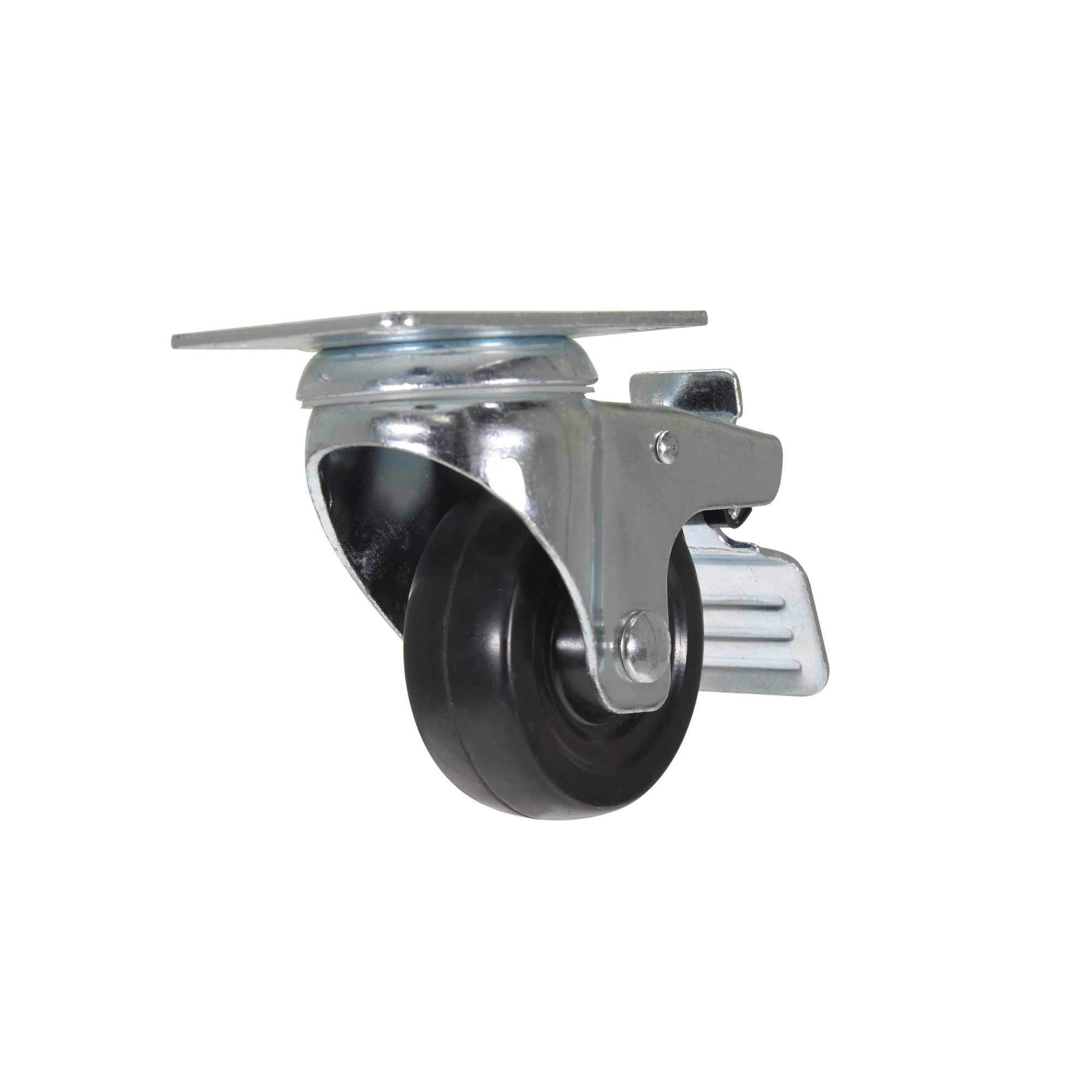 Vestil Rubber Swivel Total Brake Caster - 3in. x 1in., Zinc Plated, Model# CST-VE-3X1RU-SWTB