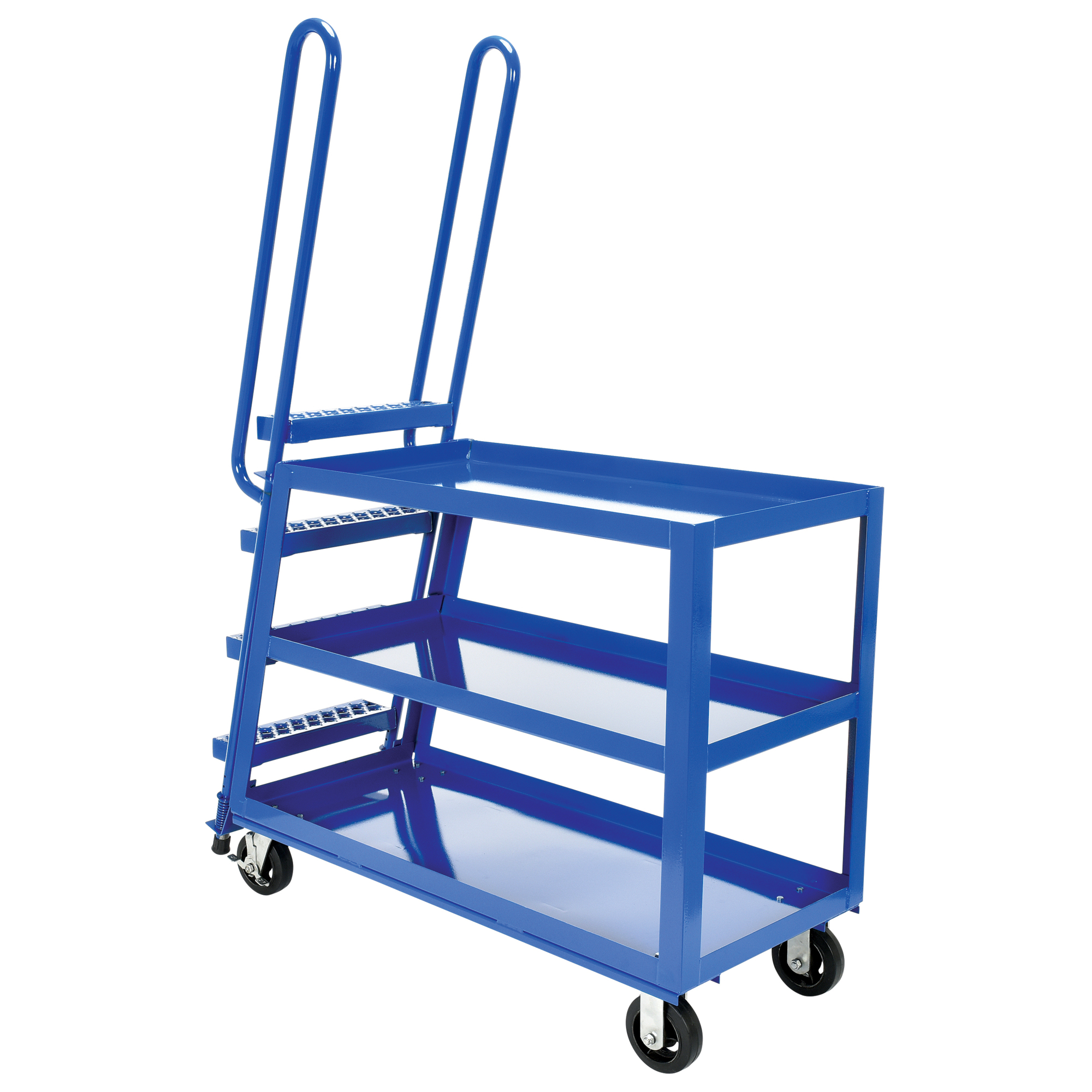 Vestil High-Duty Stock Picker Truck - 1000-Lb. Capacity, 3 Shelves, Rubber-On-Steel Casters, Model# SPS-HD-2252-6MR