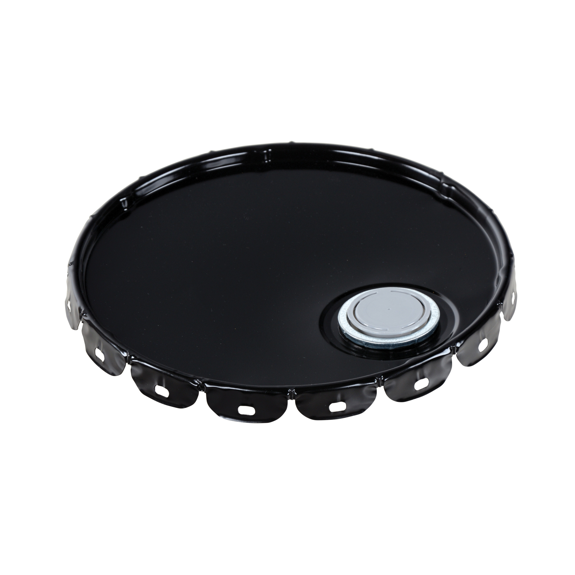 Vestil Steel Spout Top Lid - Fits 5 Gal. Steel Buckets, Black, Model# LID-STL-S