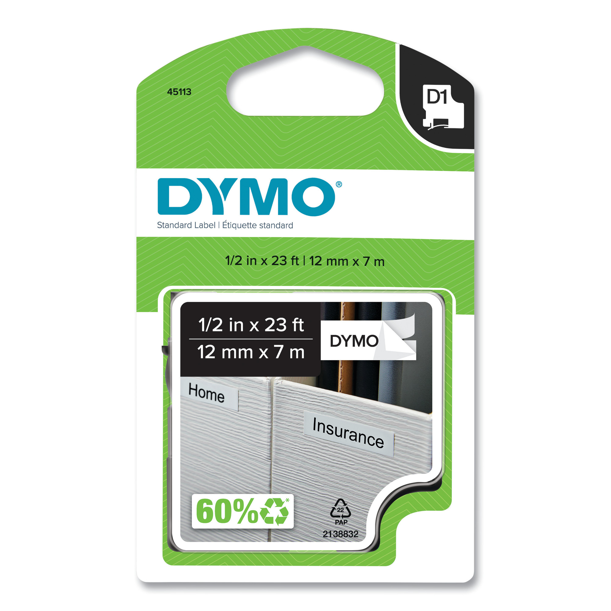 Rem Label DYMO D1 High-Performance Poly Rem Label Tape, 0.5, BW, Color Finish ...