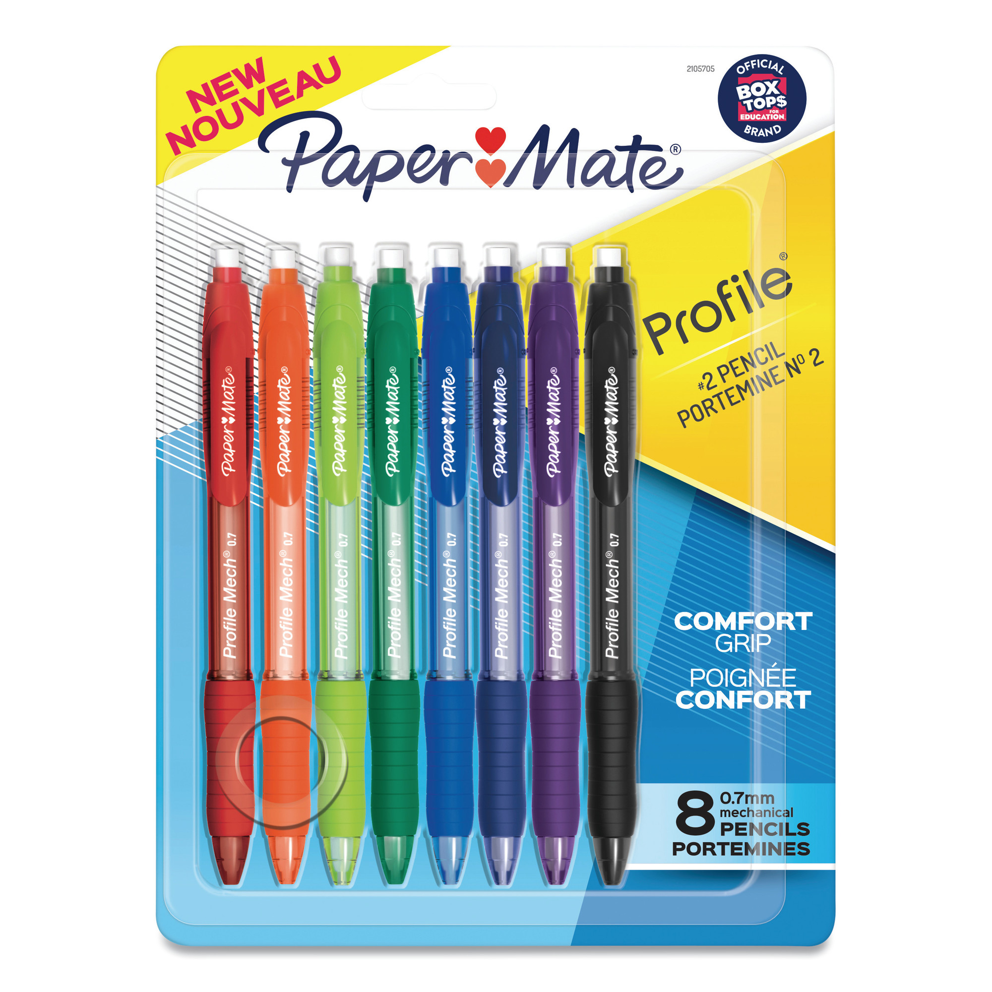 Paper Mate Profile Mechanical Pencils, mm, HB2, Blk, 8, Color