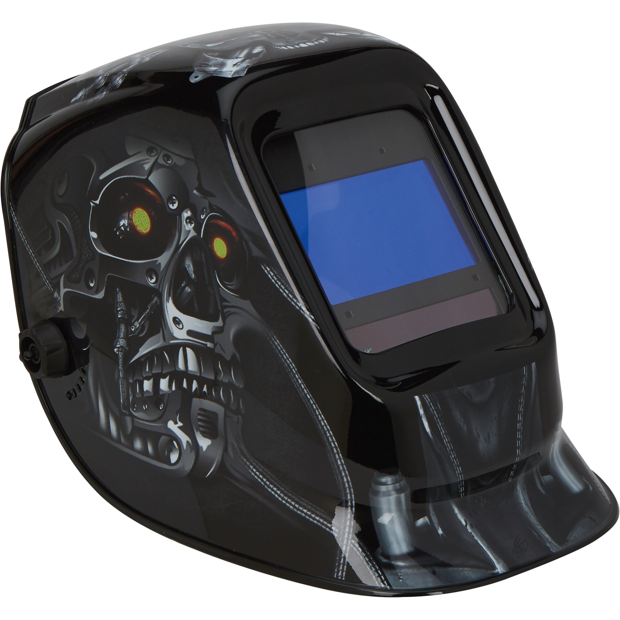 Klutch 900 Series Digital Large View Auto-Darkening Welding Helmet — Skull Design