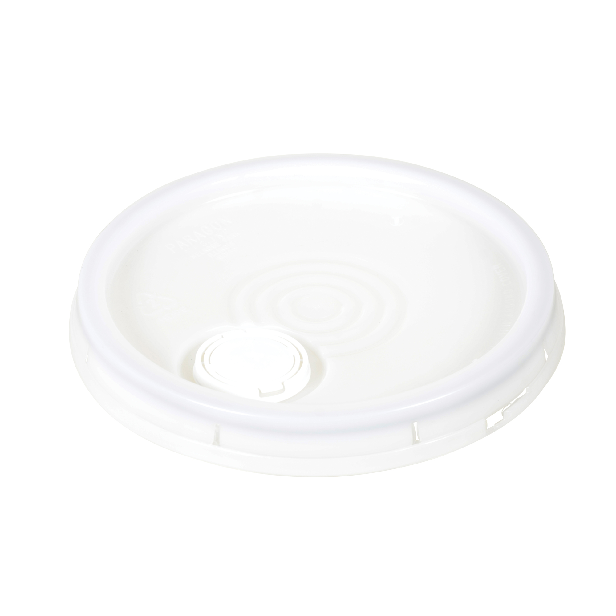 Vestil Spout Top Lid with Tear Tab, Fits 3.5-, 5- and 6.5-Gal. Buckets, White, Poly, Model# LID-54-PNST