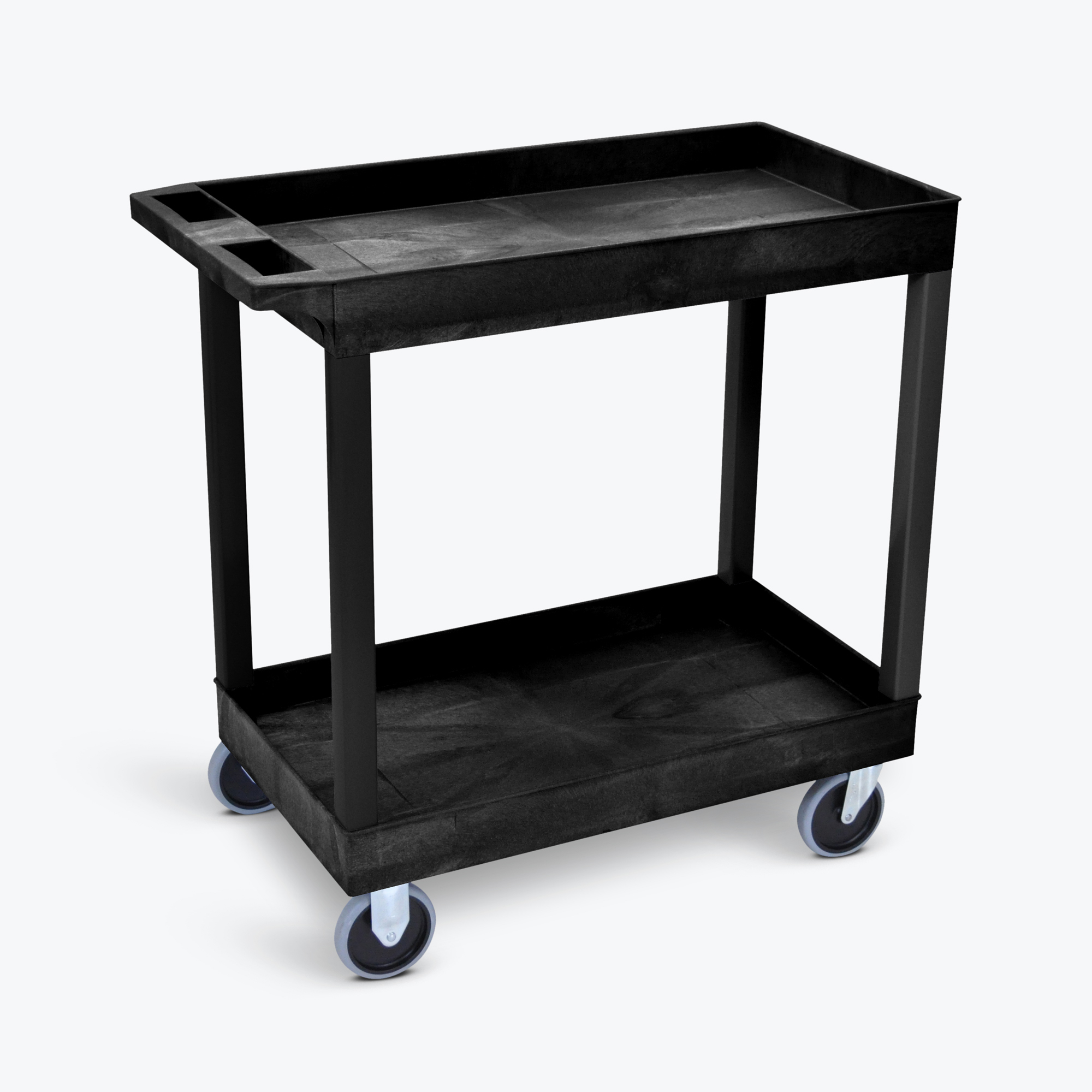 Luxor, 32 x18in. Tub Utility Cart - Two Shelves - Black, Total Capacity 500 lb, Shelves (qty.) 2 Material HDPE, Model# EC11HD-B