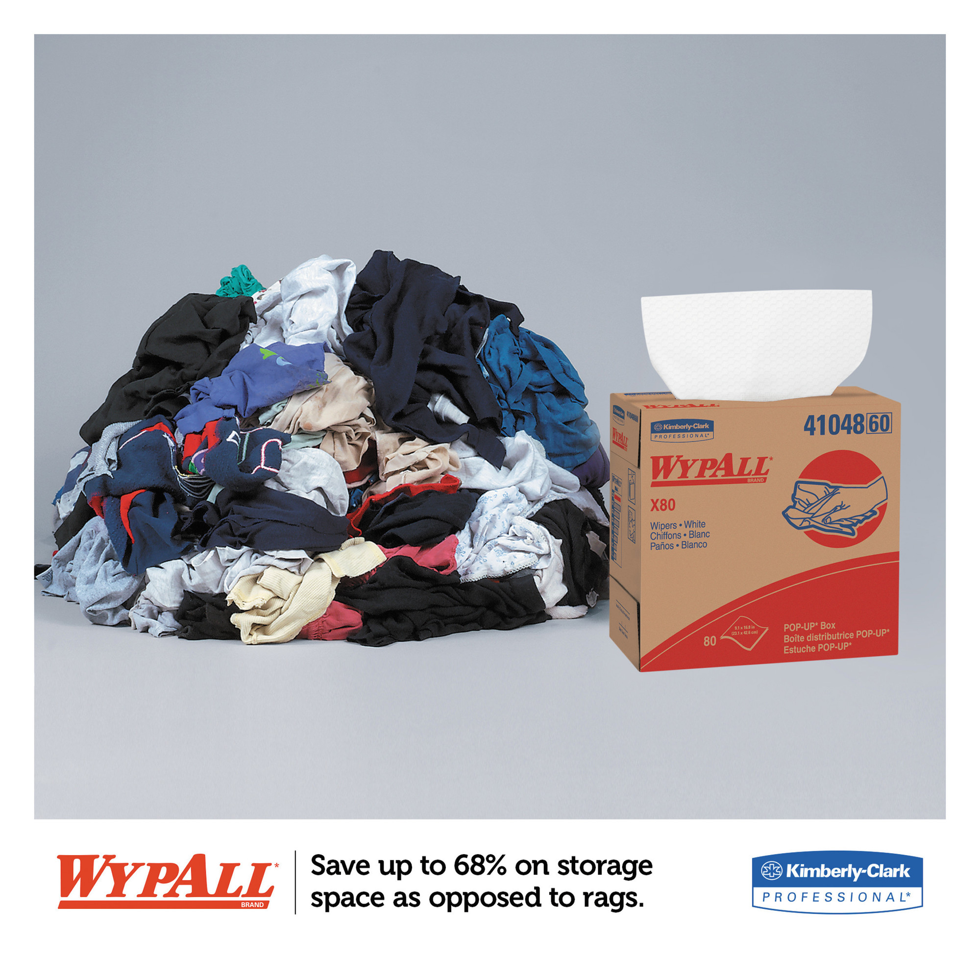 WypAll X80 Cloths, HYDROKNIT, Pop-Up Box, Product Type Rags, Length 16. ...