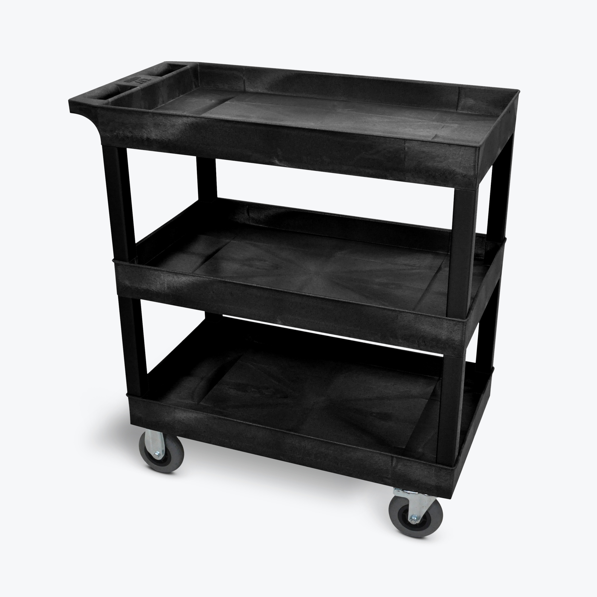 Luxor 32in. x 18in. Three-Tub Shelf with 5in. Casters, Total Capacity 400 lb, Material Type Polyethylene, Top Shelf Height 37.5 in, Model# EC111SP5-B