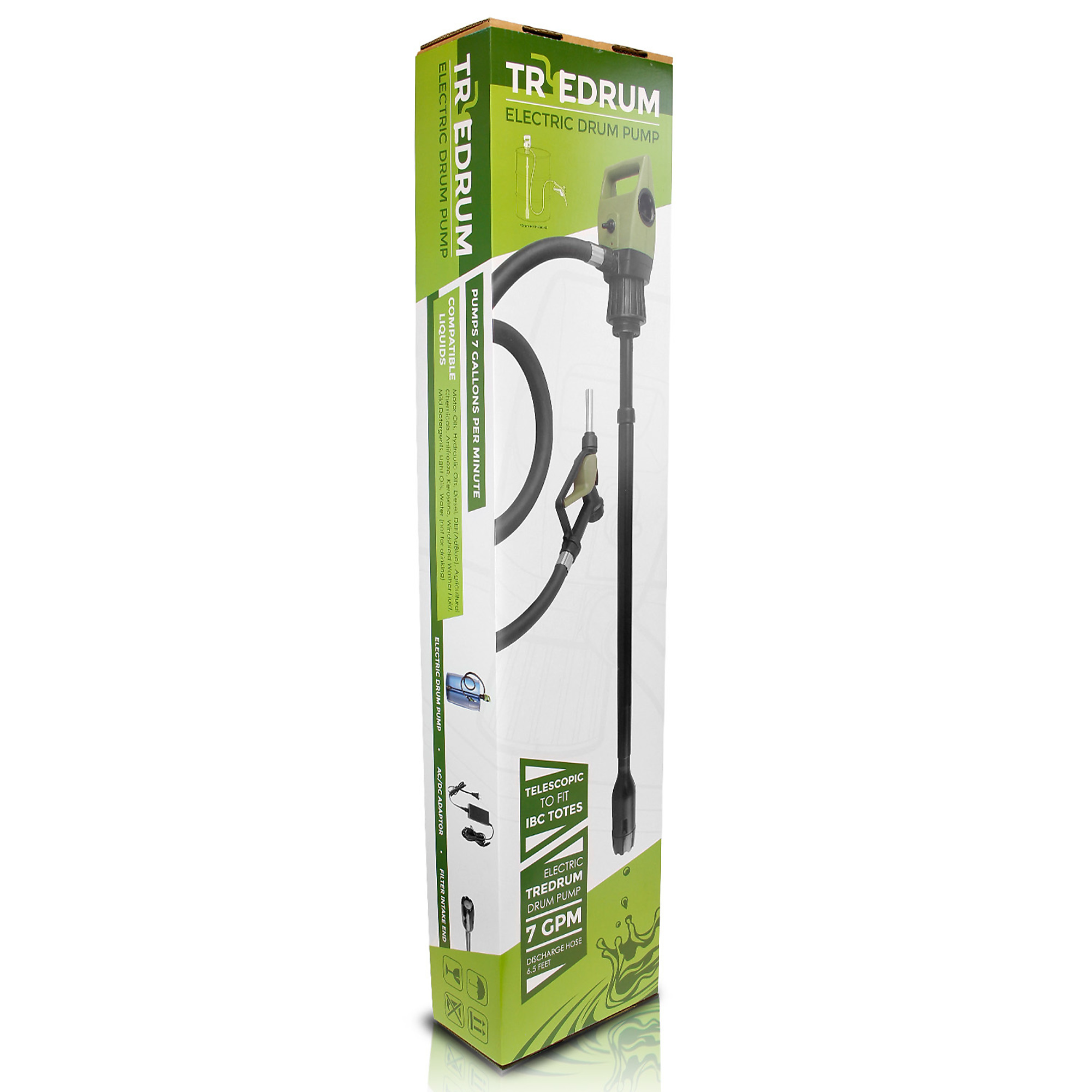 TeraPump, Electric Drum Pump, Telescopic, Heavy Duty, GPM 7, Volts 110