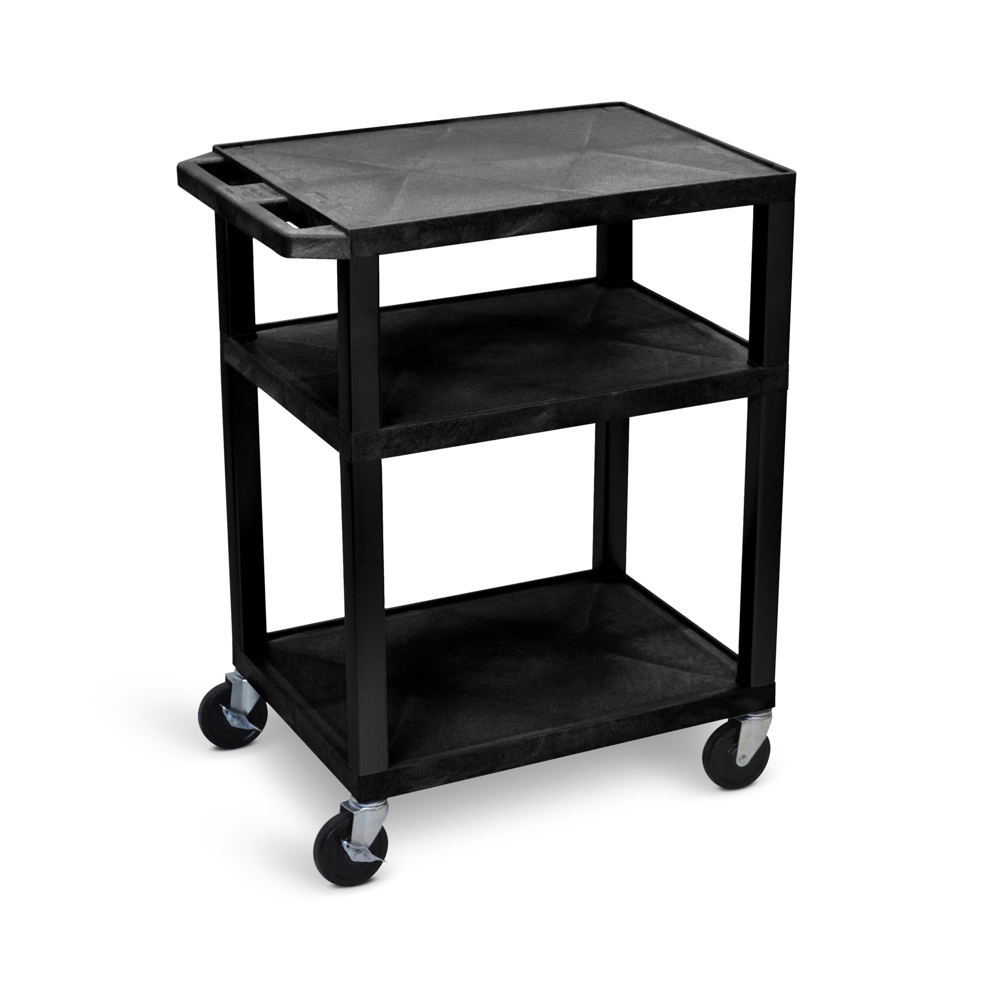 Luxor 34in.H AV Cart - Three Shelves - Black Legs, Total Capacity
