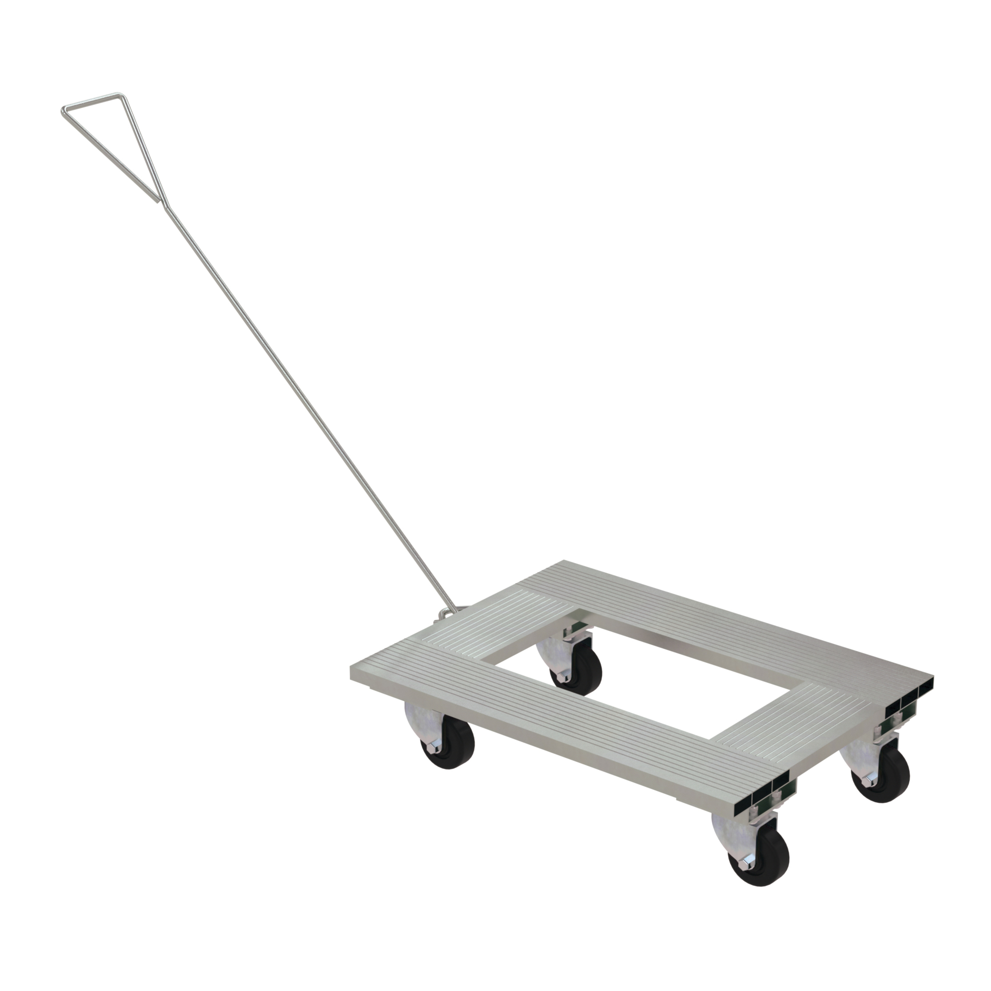 Vestil Aluminum Channel Dolly - 18in. x 24in., Poly-on-Steel Swivel Casters, Handle, Model# ACP-1824-9-HDL