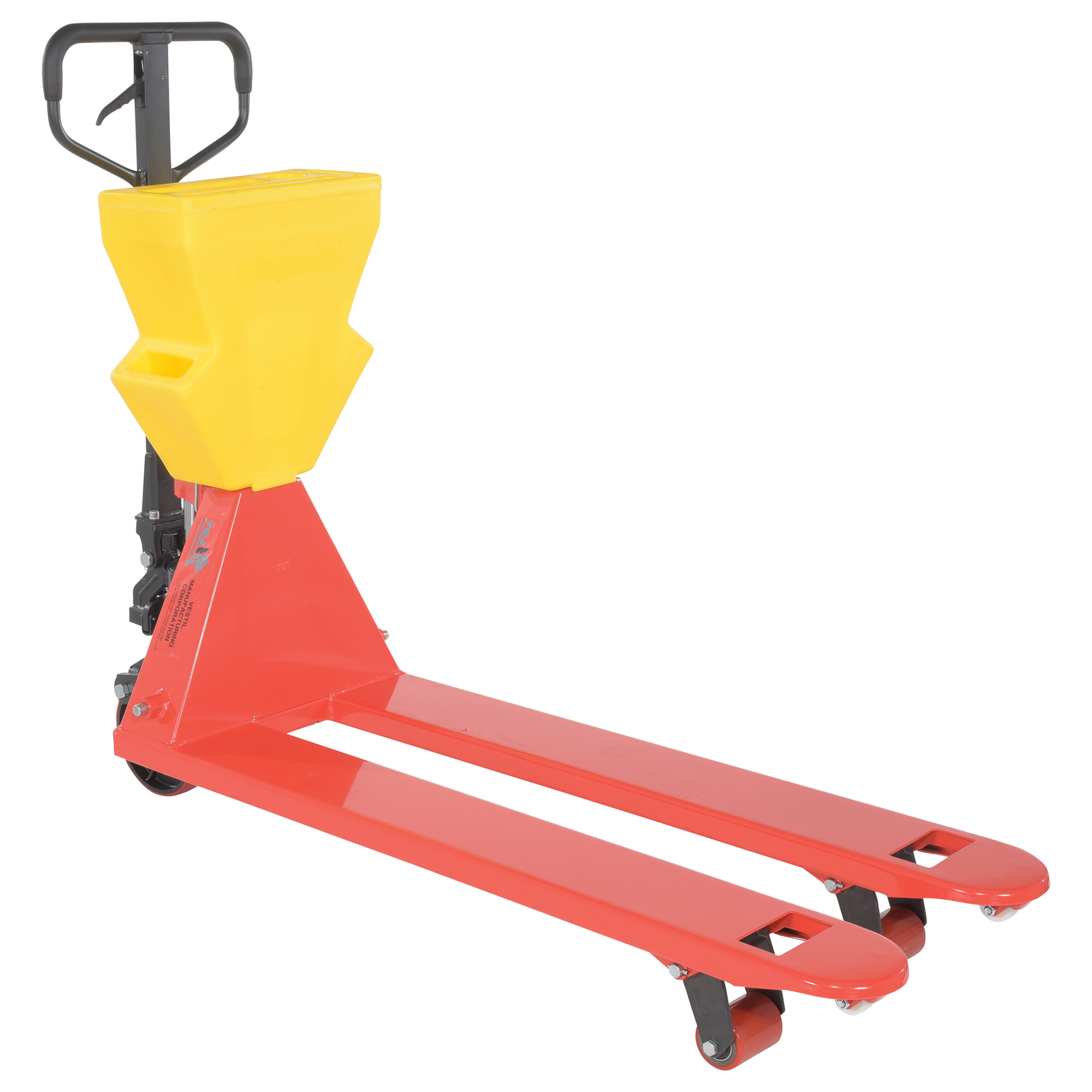 Vestil Steel/Plastic Pallet Truck 61-3/16 In. x 20 In. x 48 In. 5500 Lb. Capacity Red with Yellow P-Caddy