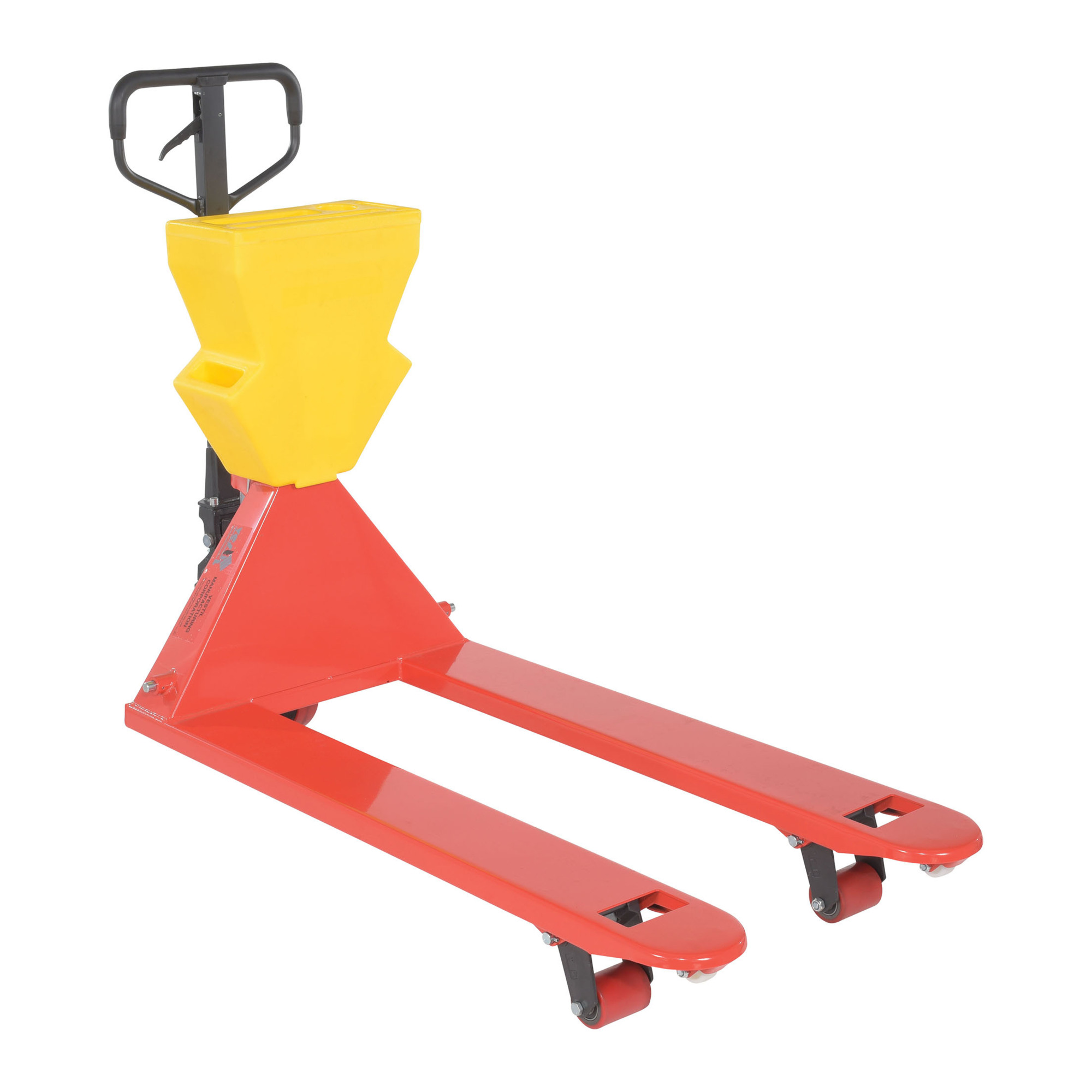 Vestil Steel/Plastic Pallet Truck 61-3/16 In. x 27 In. x 48 In. 5500 Lb. Capacity Red with Yellow P-Caddy