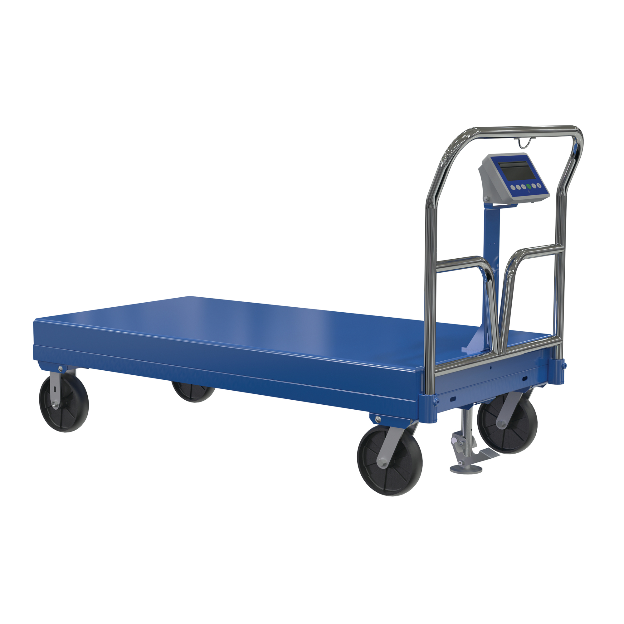 Vestil Steel Platform Truck with Scale 100-1/2 In. x 24 In. x 40 In. 3,600 Lb. Capacity Blue
