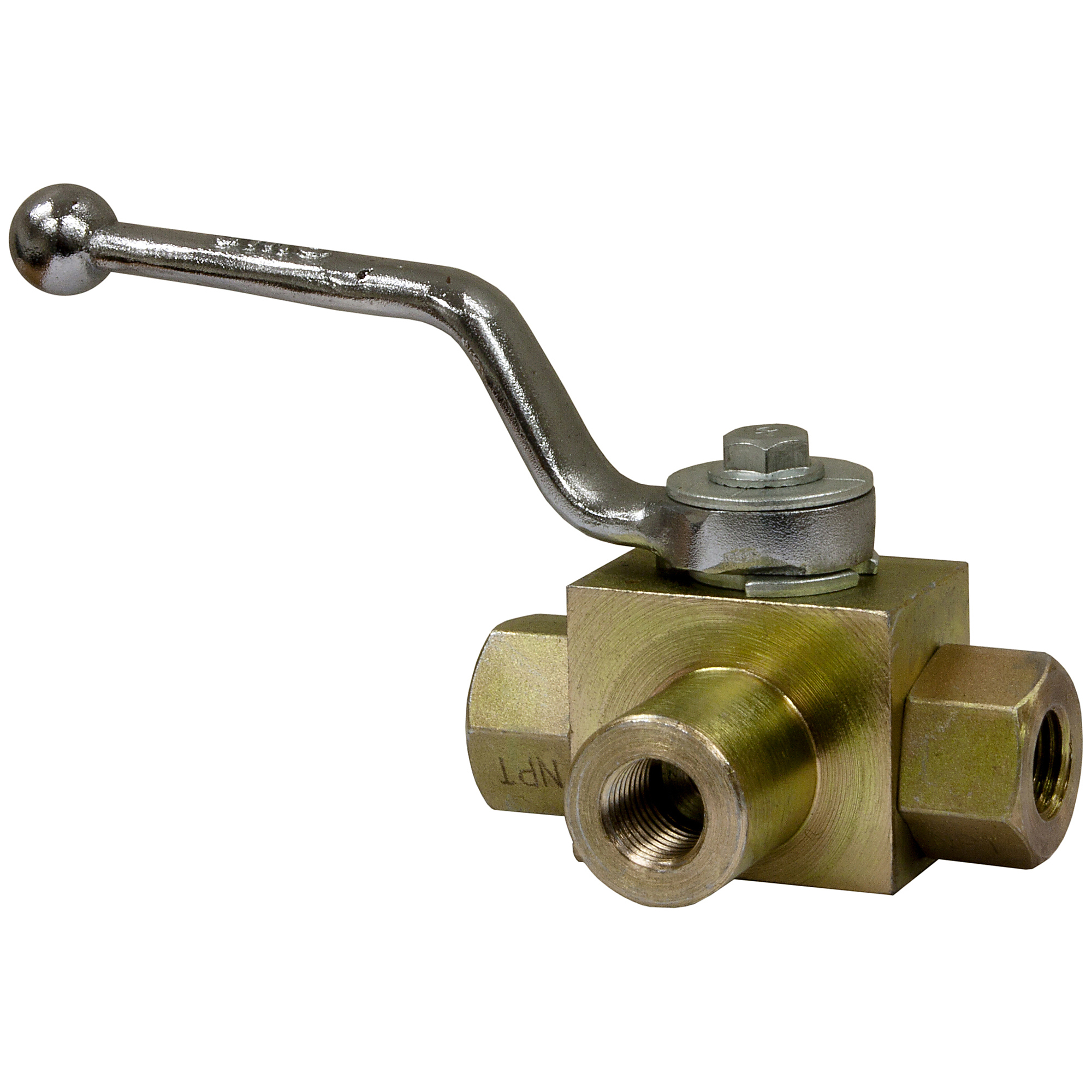 Buyers Products, 3-Port Ball Valve, Working Port 1/2 in, Max. PSI 5800 Model# HBV3W050