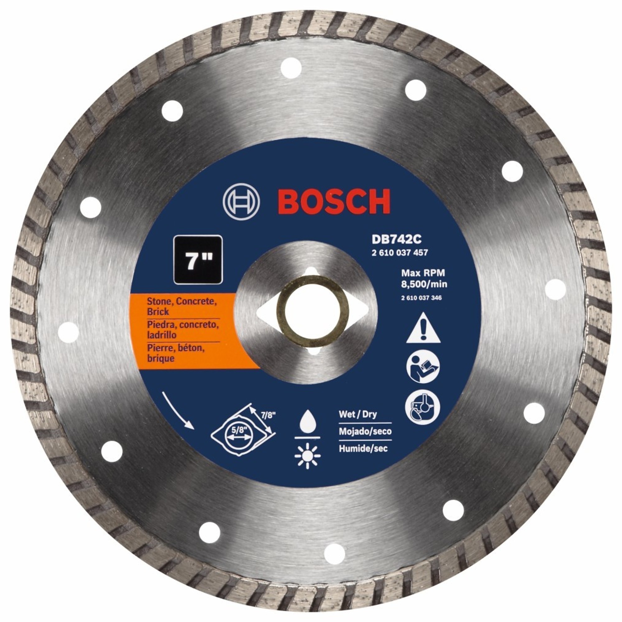 Bosch, 7in. Turbo Rim Diamond Blade, Blade Diameter 7 in, Included (qty ...