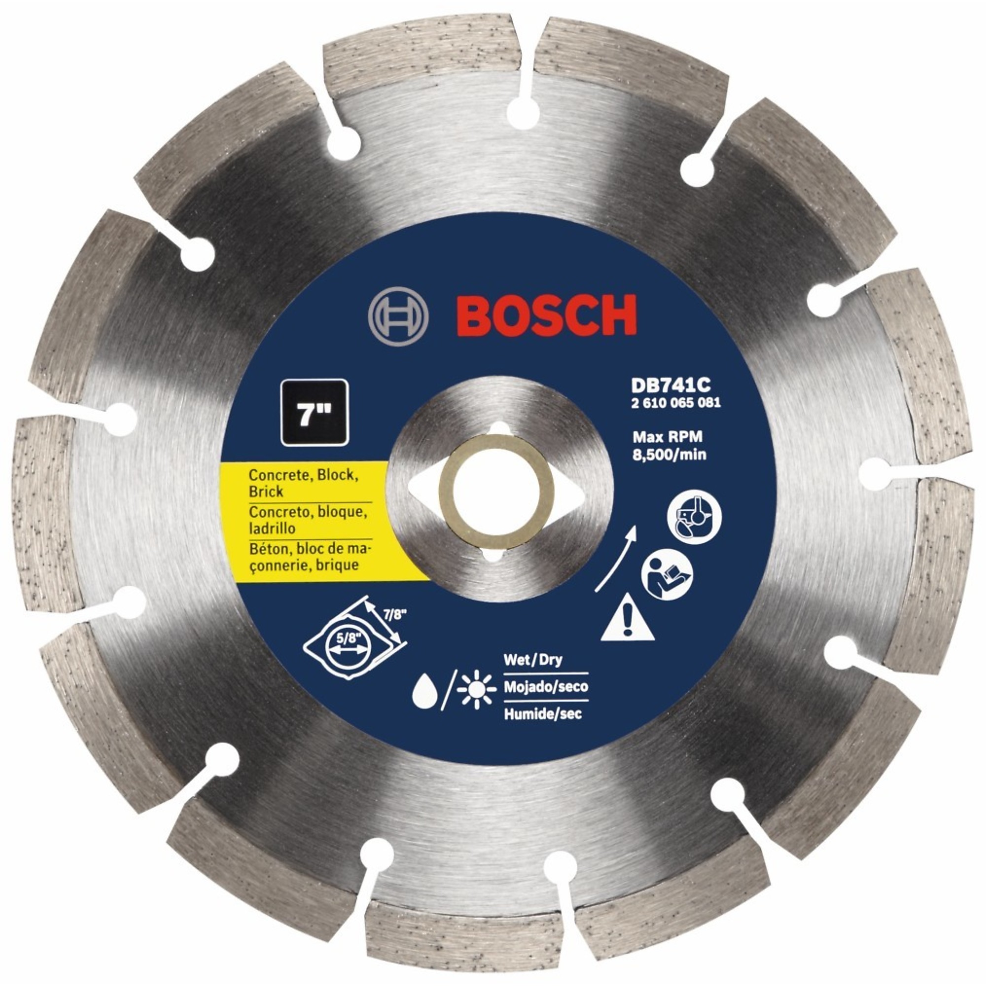 Bosch, 7in. Segmented Rim Diamond Bl, Blade Diameter 7 in, Included (qty.) 1, Model# DB741C