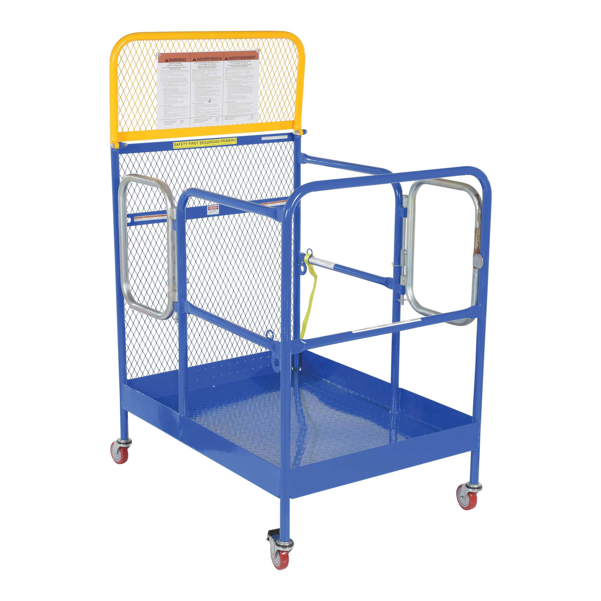 Vestil, Steel Work Platform With Casters and 2 Door Entry 36 In. x 48 In. 1,000 Lb. Capacity Blue, Model# WP-3648-CA-DD