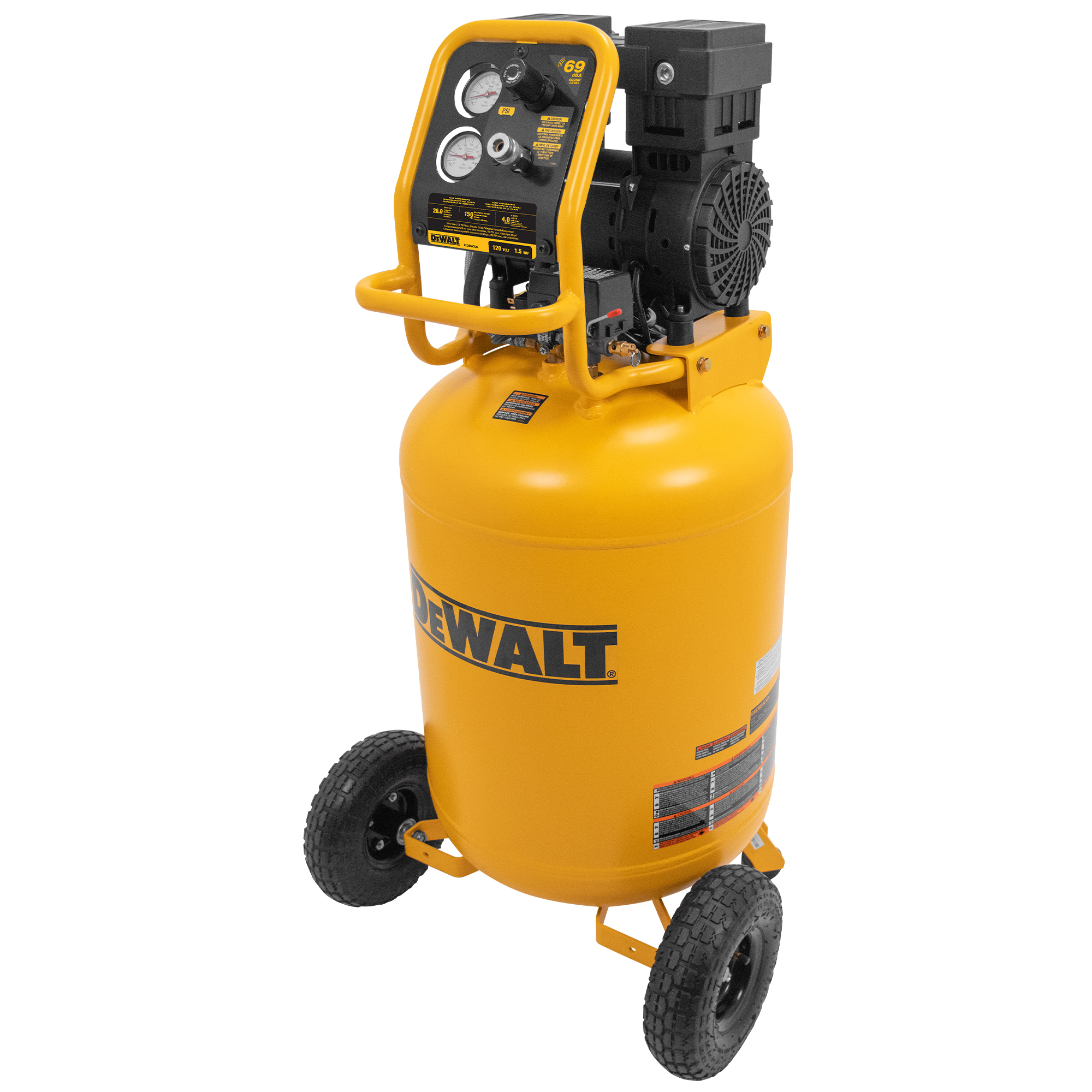 DEWALT Quiet Series, Air Compressor, 26 Gallon Vertical Portable, 1.5